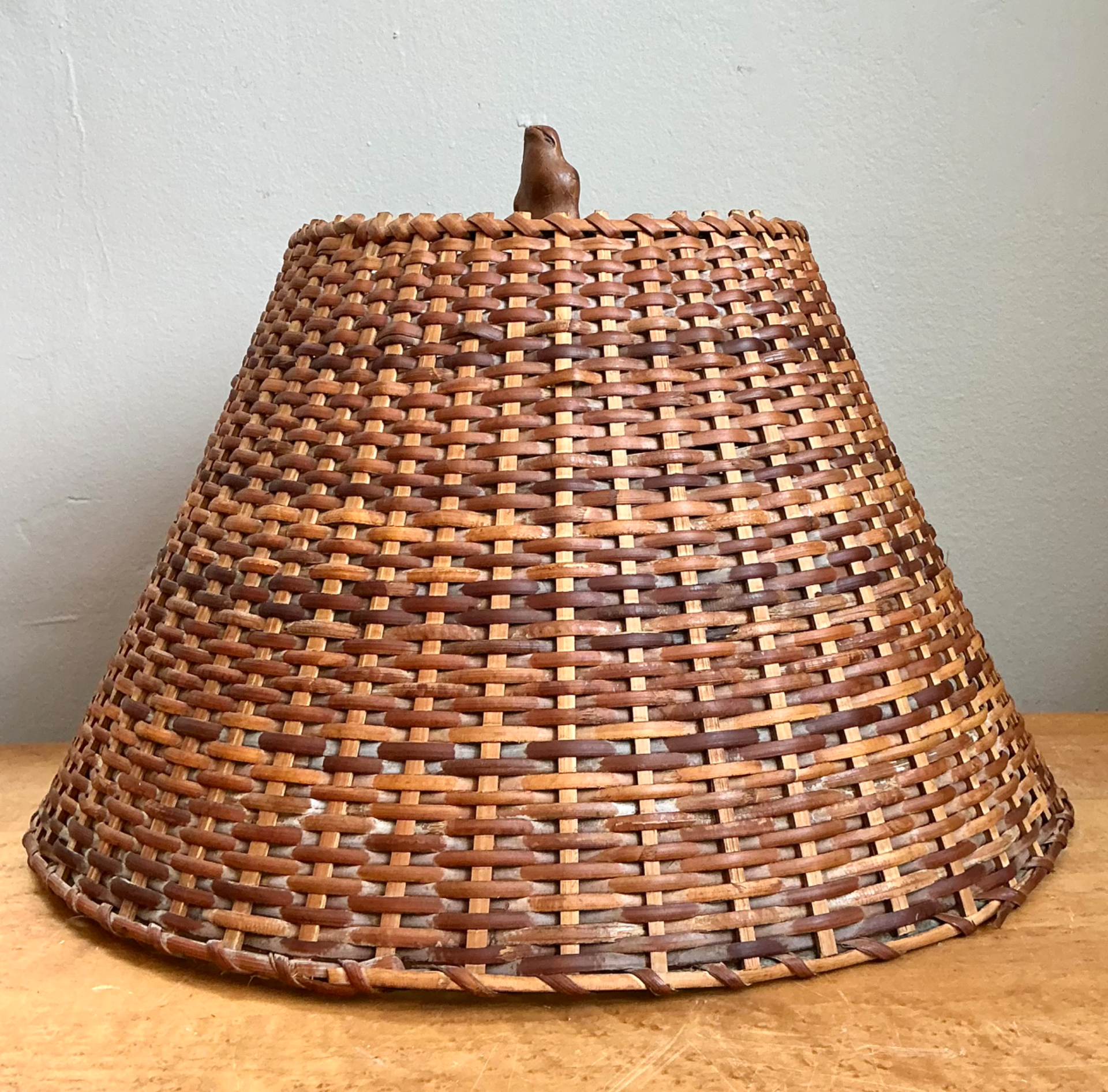 Vintage Woven Rattan Lamp Shade - Side view