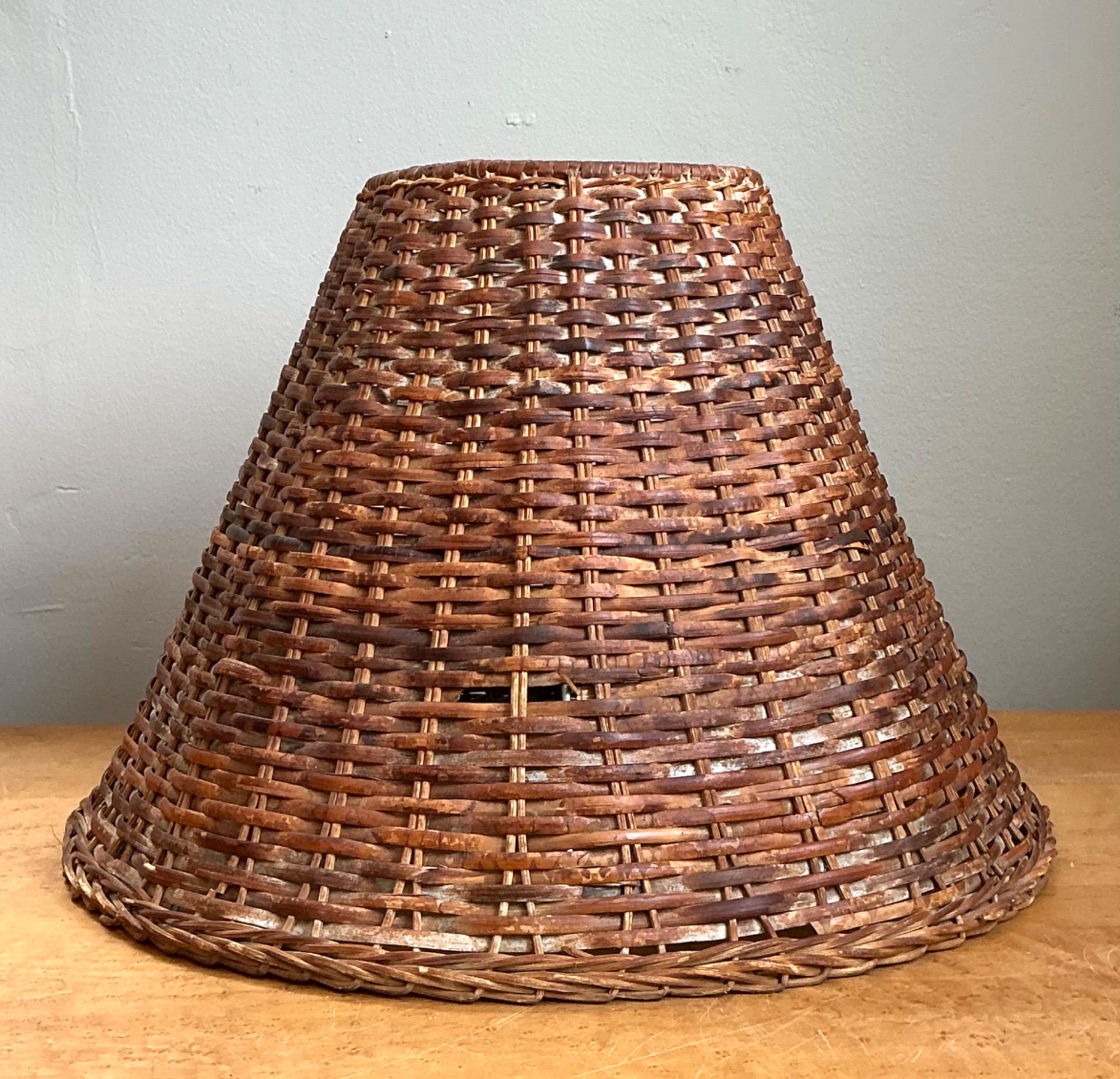 Vintage Woven Rattan Lamp Shade - Top view