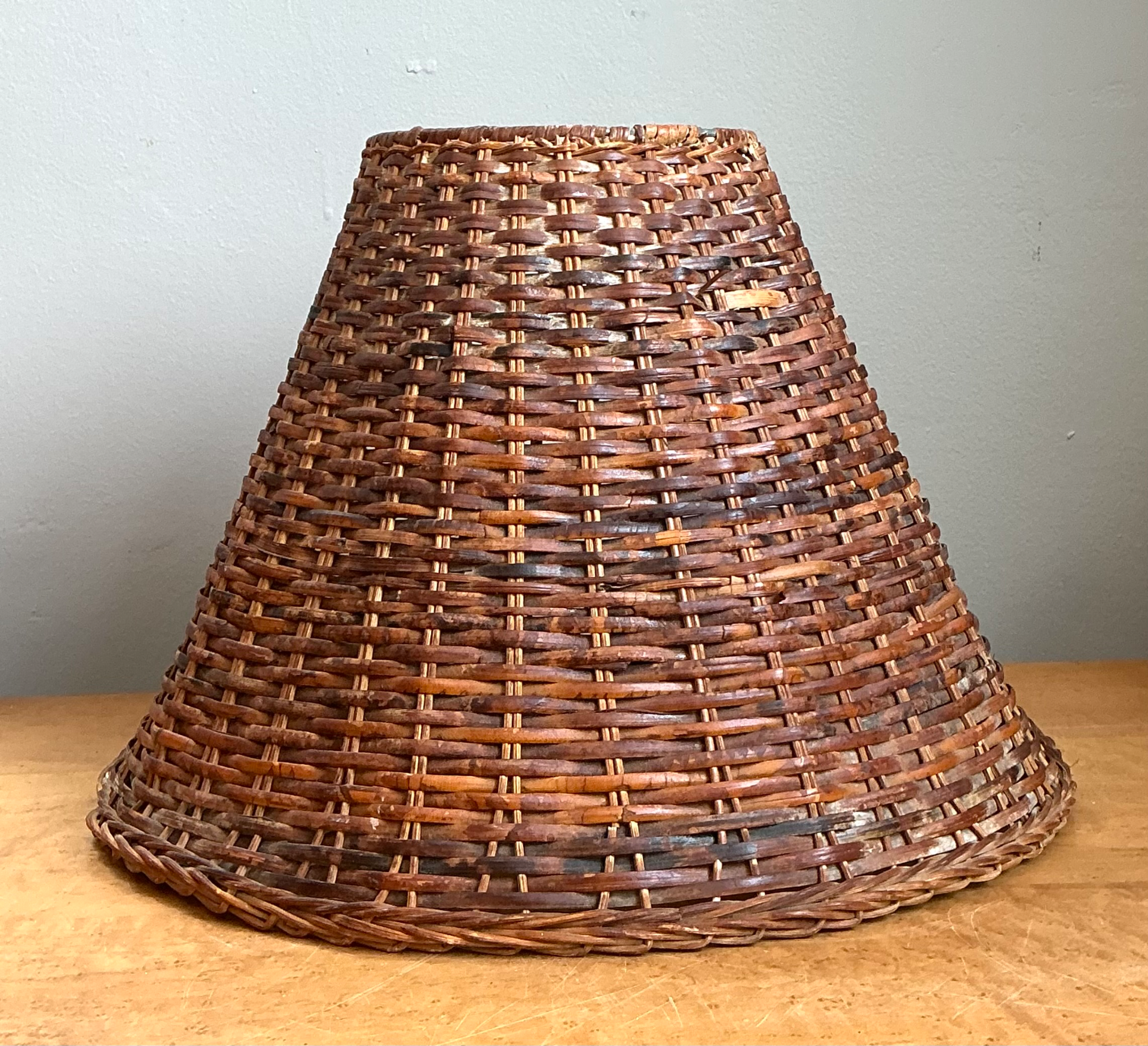 Vintage Woven Rattan Lamp Shade - Detail view