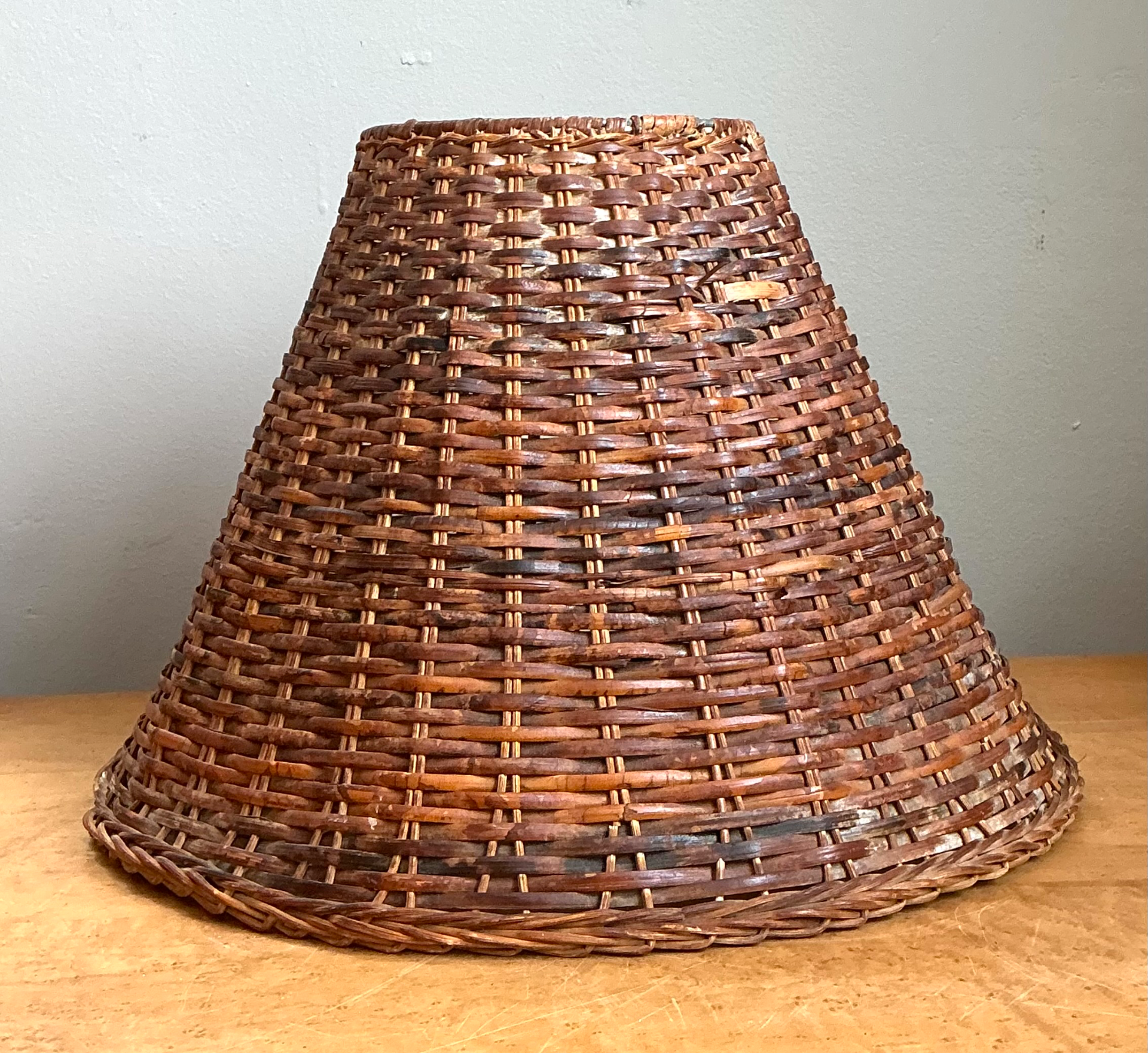 Vintage Woven Rattan Lamp Shade - Back view