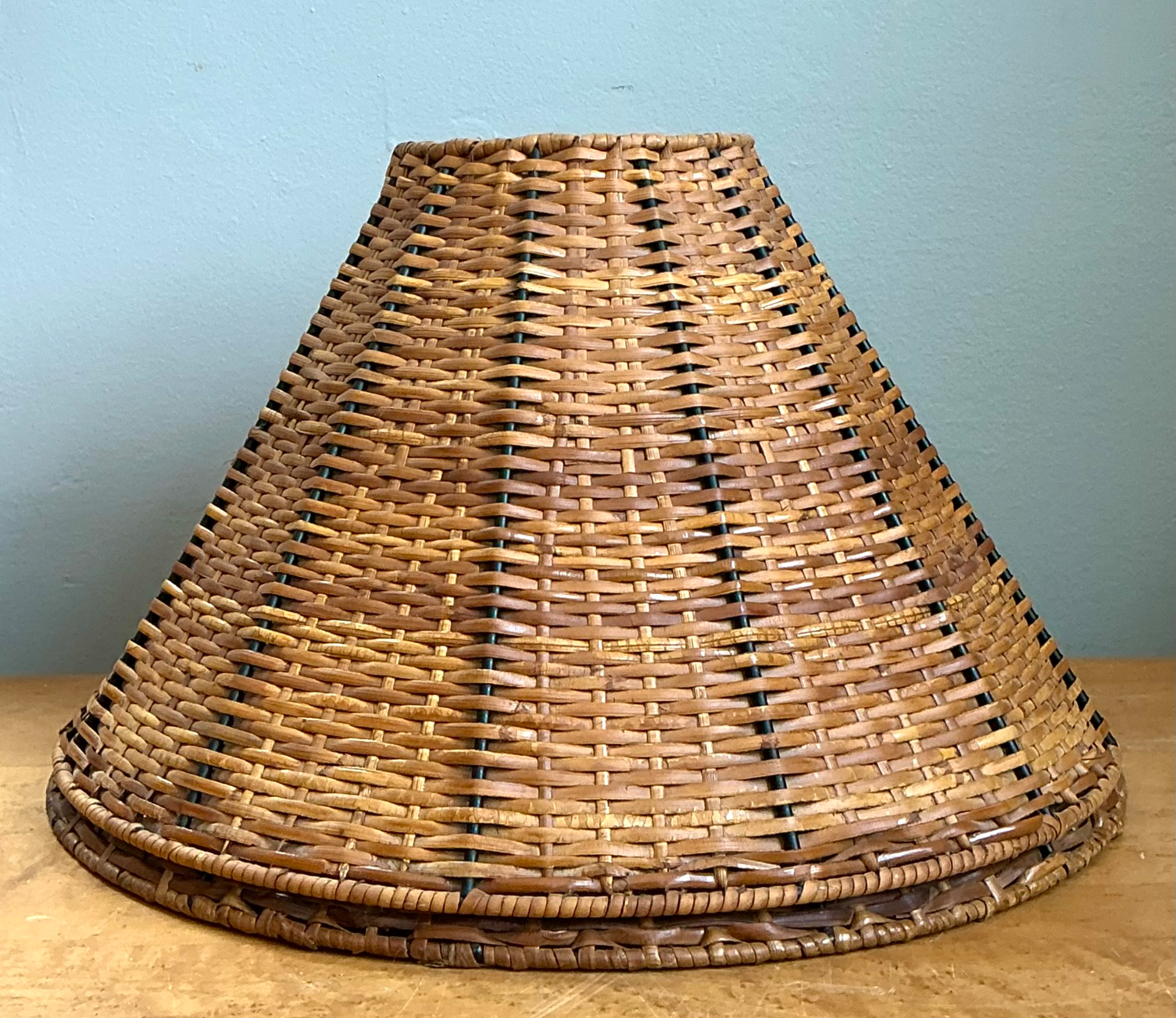 Vintage Woven Rattan Lamp Shades - Pair - Detail view