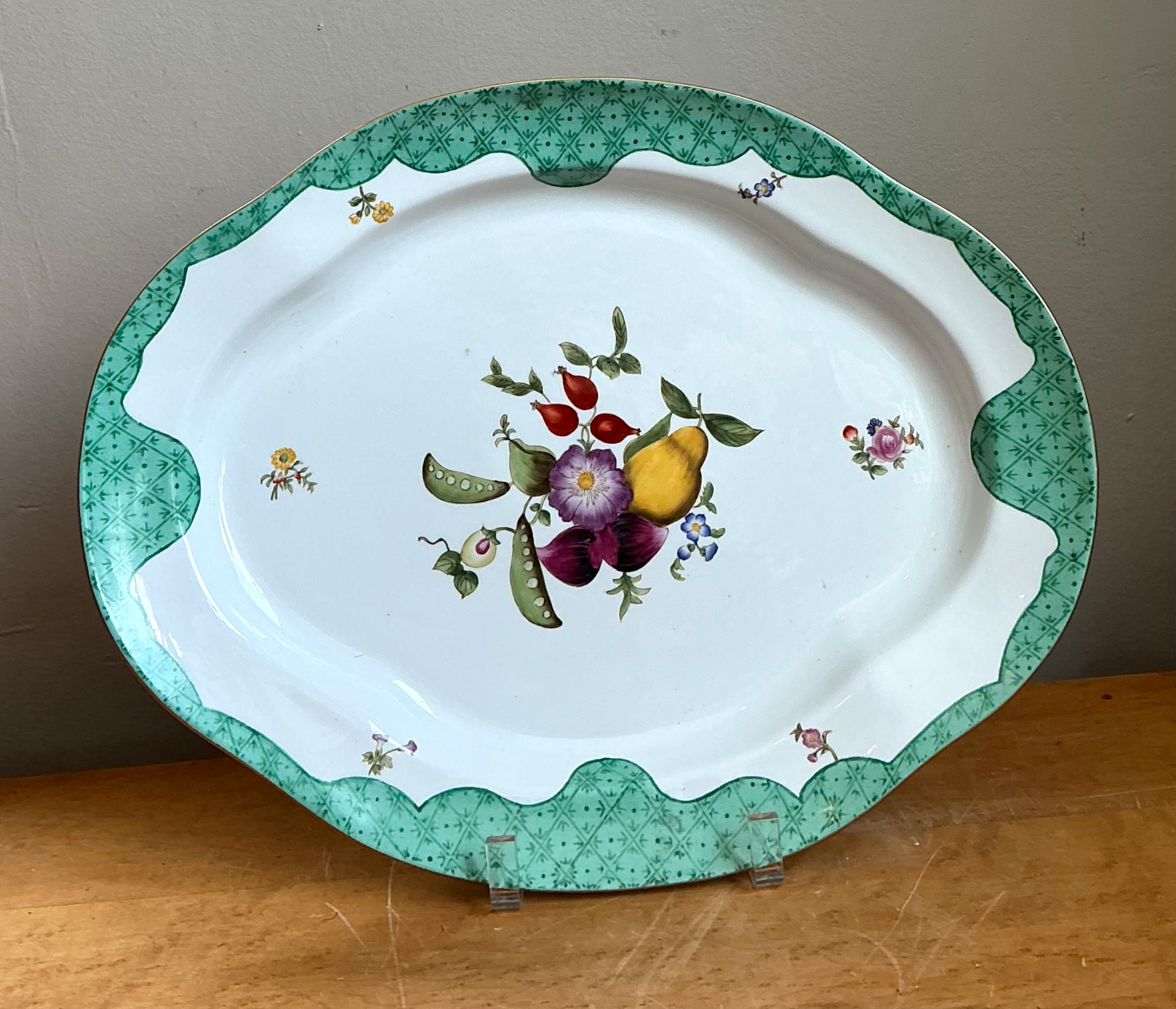 Vintage Chelsea House Hand Painted Floral Porcelain Platter - Detail view