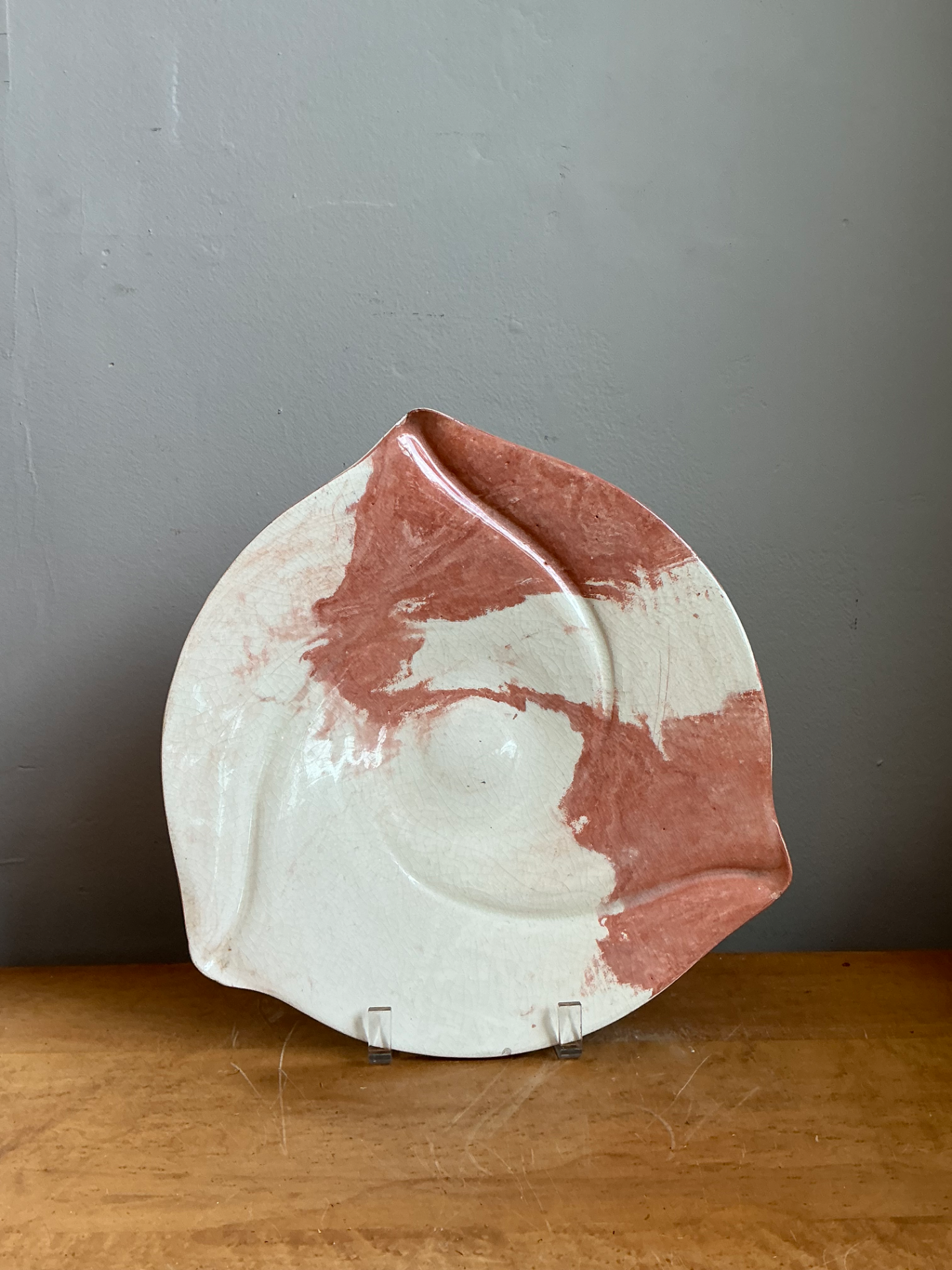 Vintage Abstract Ceramic Plate - Side view