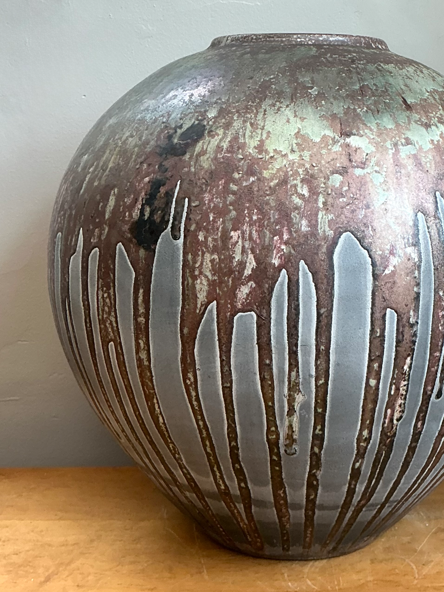 Vintage Monumental Glazed Studio Pottery Vase - Side view