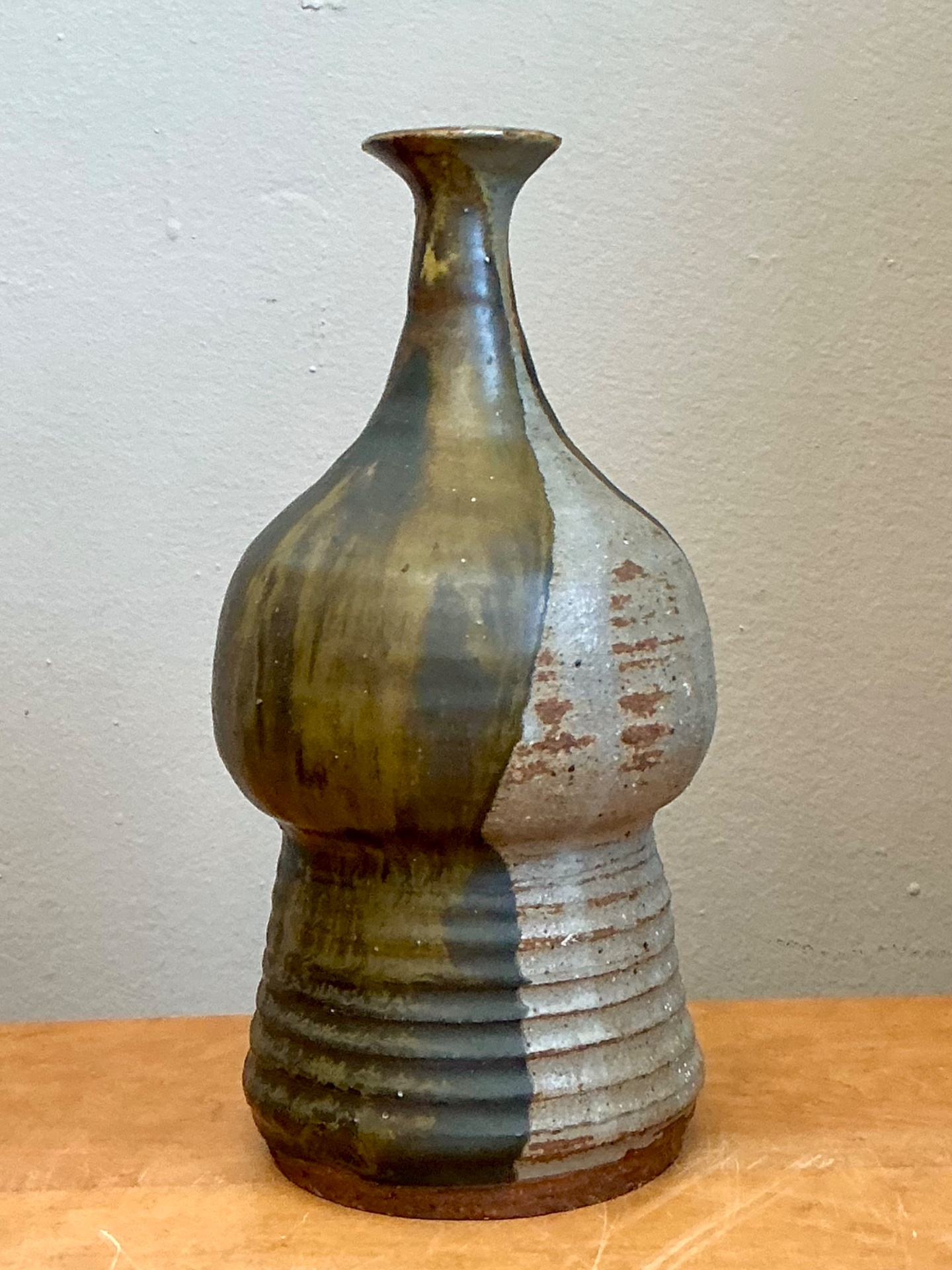 Vintage Two-Tone Glazed Ceramic Vase - Detail view