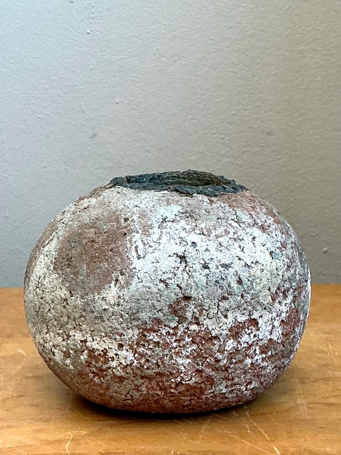 Vintage Handcrafted Earthenware Vessel - Detail view