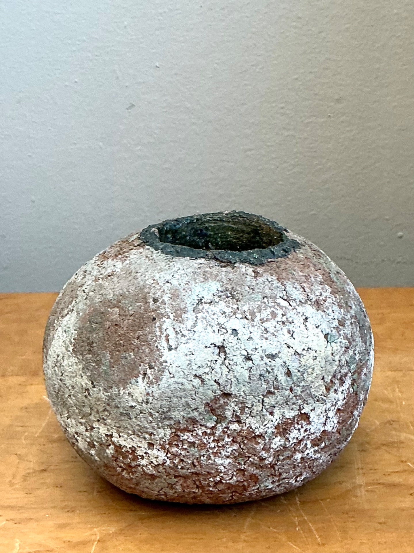 Vintage Handcrafted Earthenware Vessel - Back view