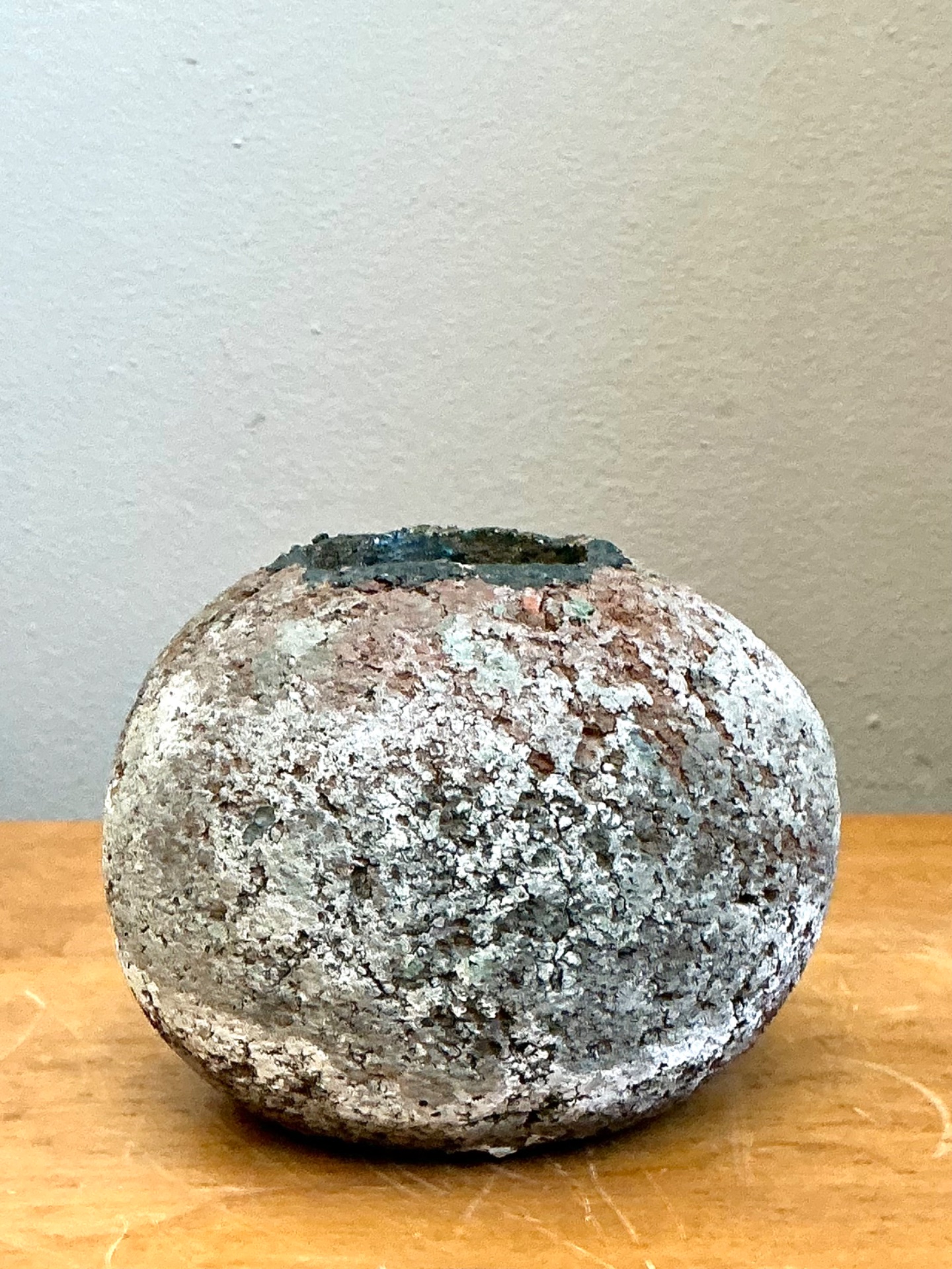 Vintage Handcrafted Earthenware Vessel - Top view