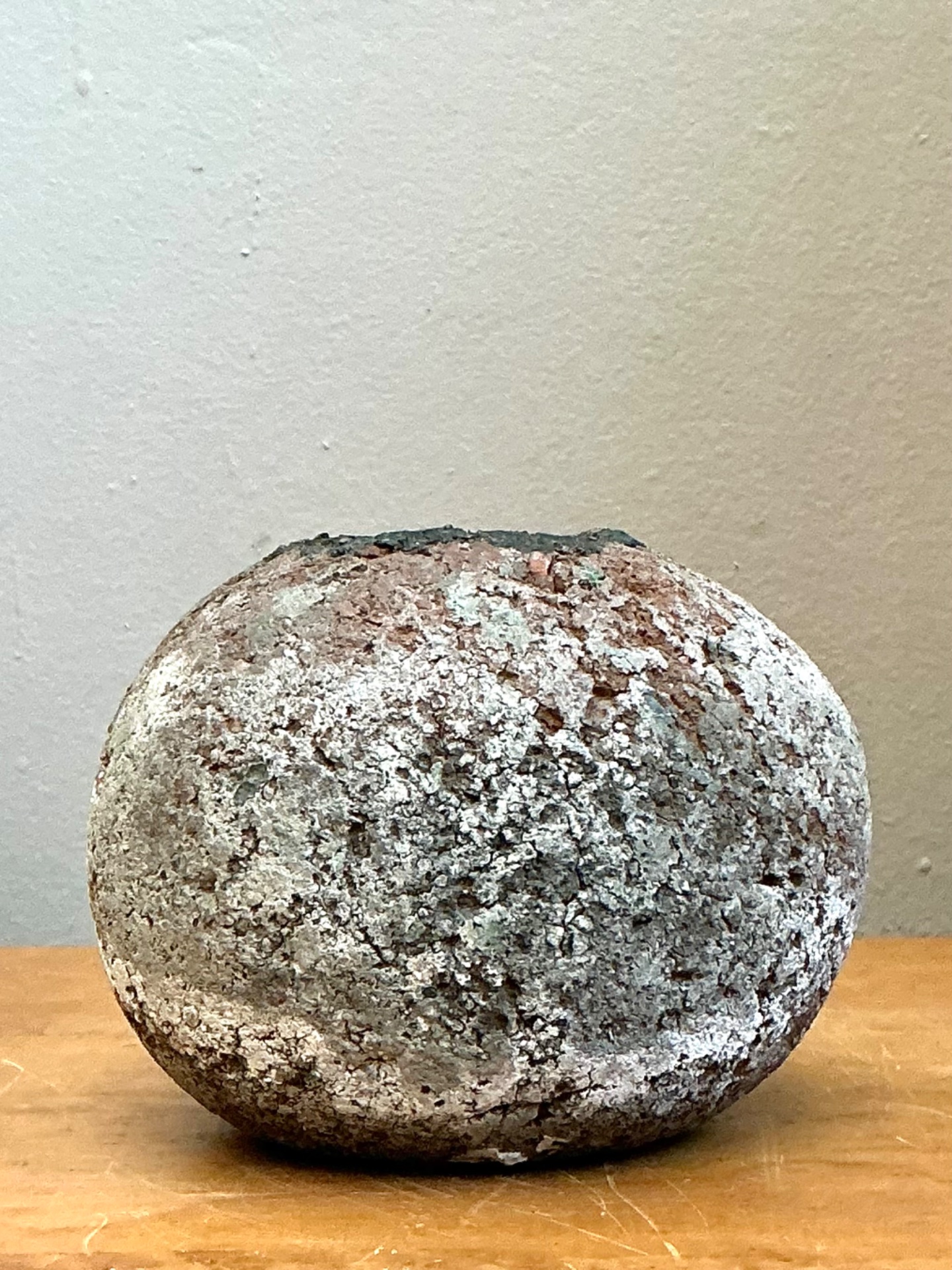 Vintage Handcrafted Earthenware Vessel - Side view