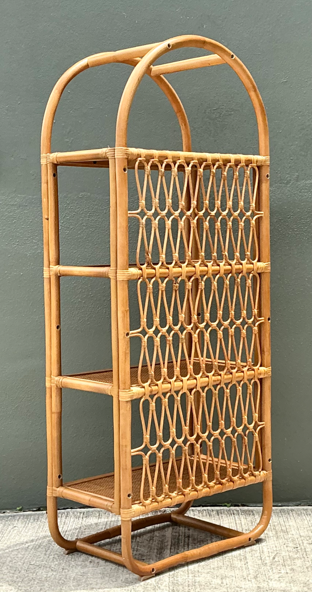 Vintage Arched Rattan Etagere - Detail view