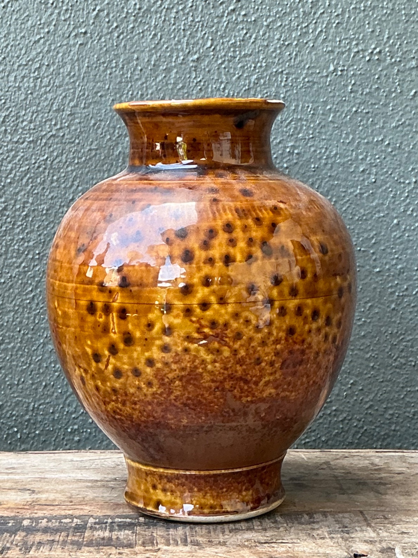 Vintage Textured Ceramic Pottery Vase - Detail view