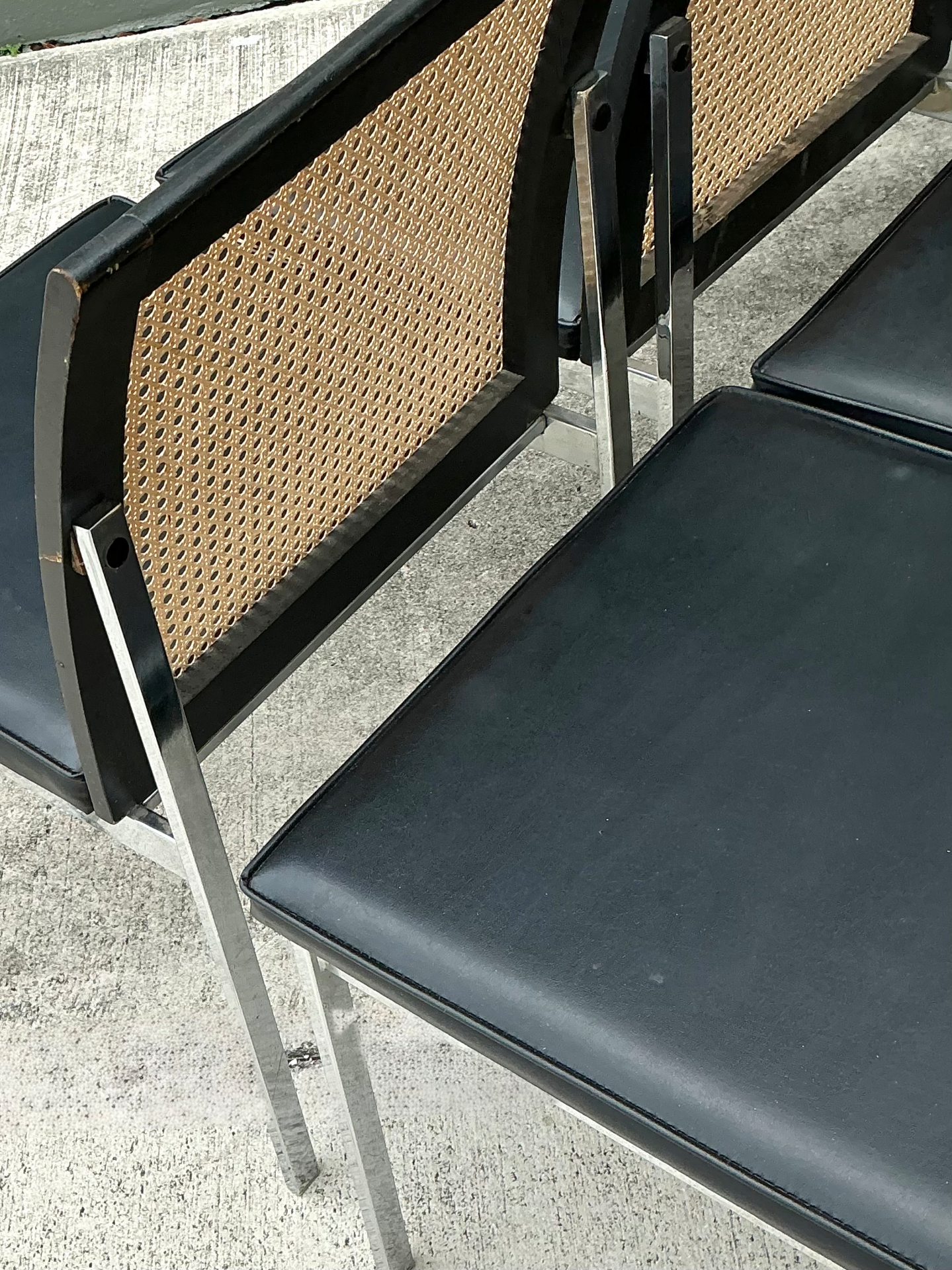 Vintage Paul McCobb For Lane Chrome and Cane Dining Chairs - Set of 8 - Back view