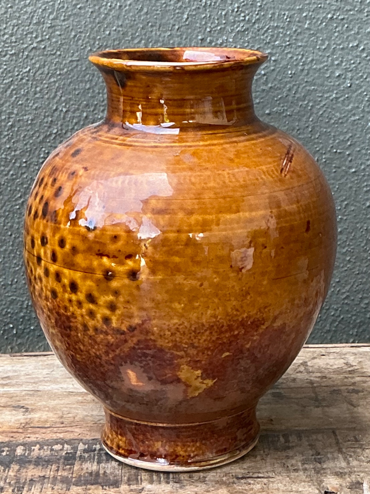 Vintage Textured Ceramic Pottery Vase - Side view