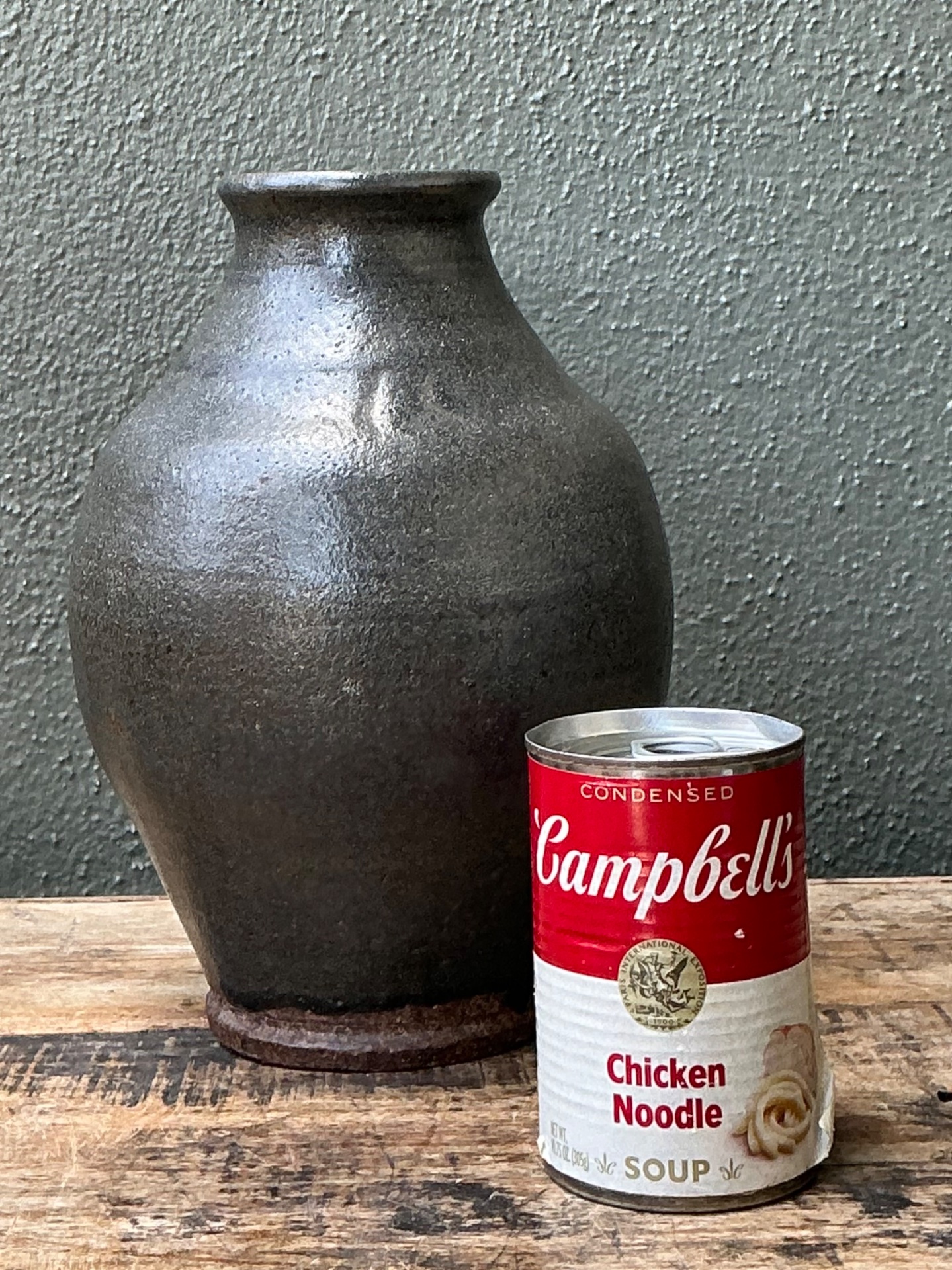 Vintage Handcrafted Stoneware Vase - Side view