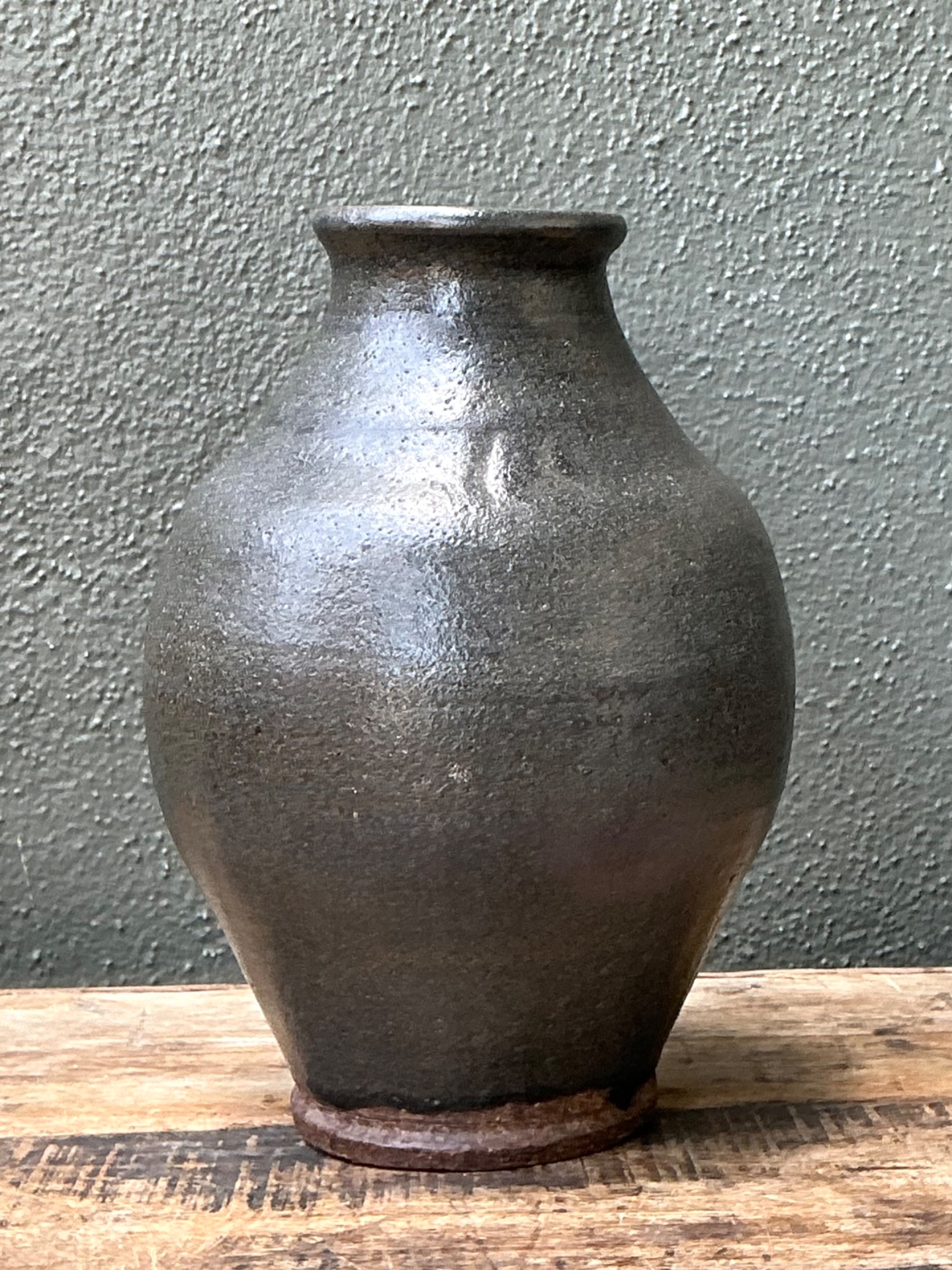 Vintage Handcrafted Stoneware Vase - Side view