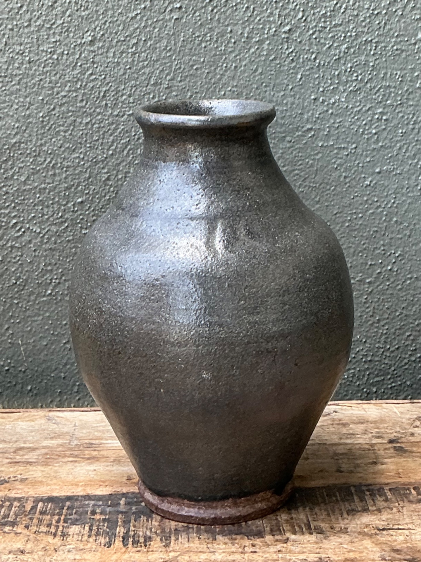 Vintage Handcrafted Stoneware Vase - Top view