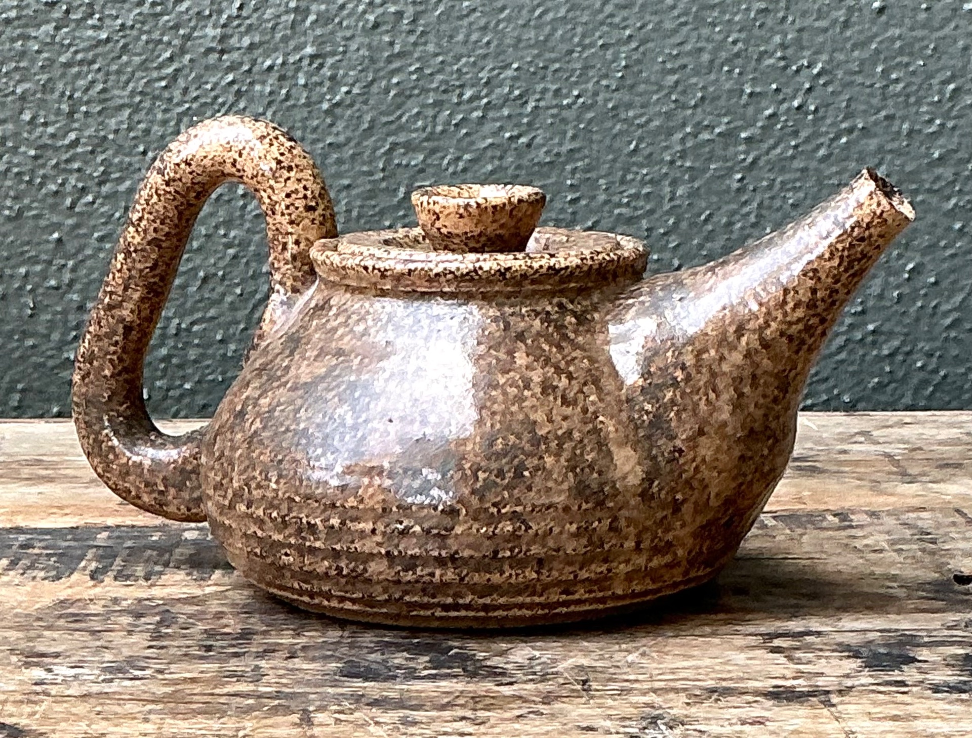 Vintage Handcrafted Ceramic Teapot - Back view