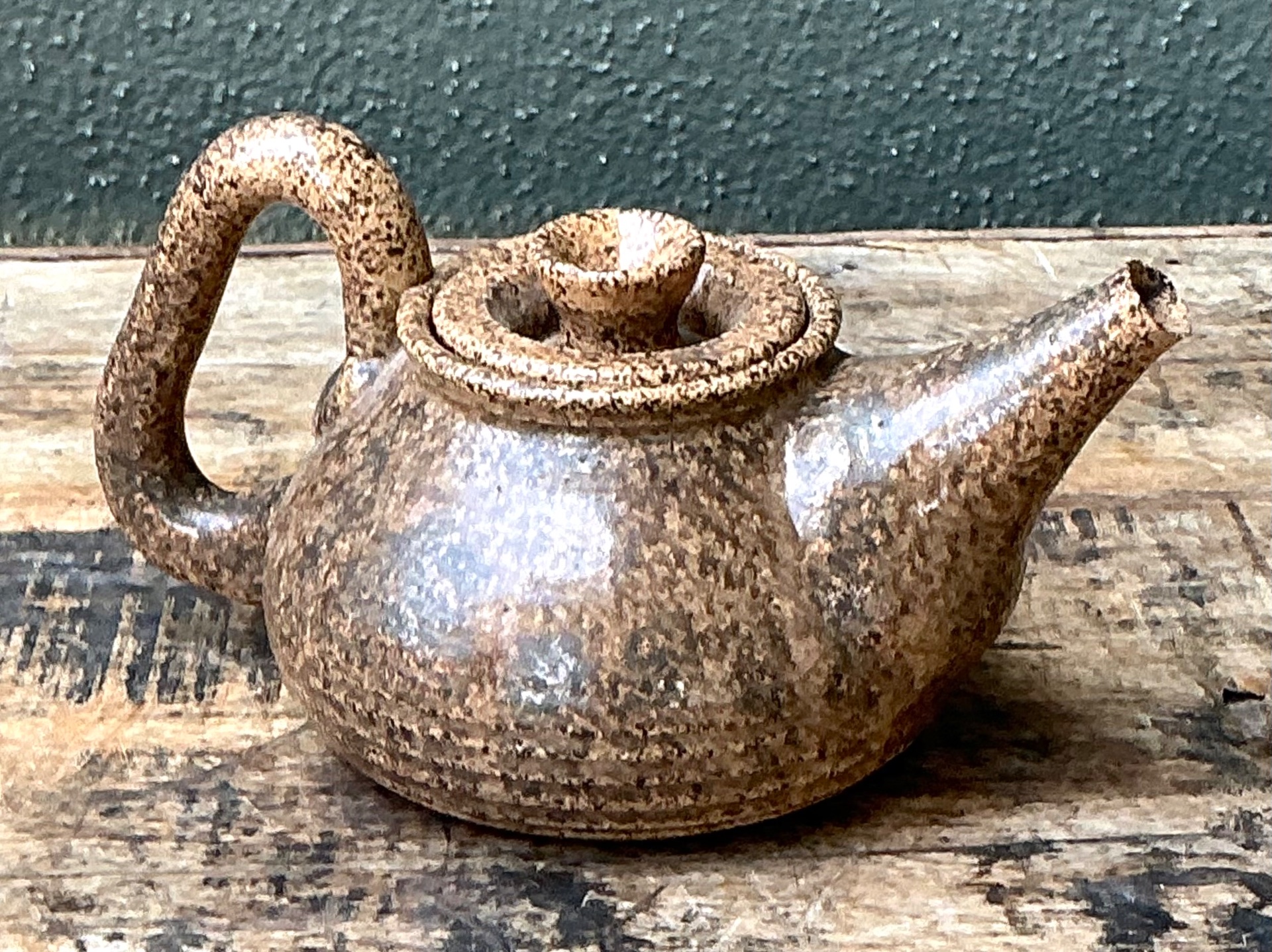 Vintage Handcrafted Ceramic Teapot - Top view