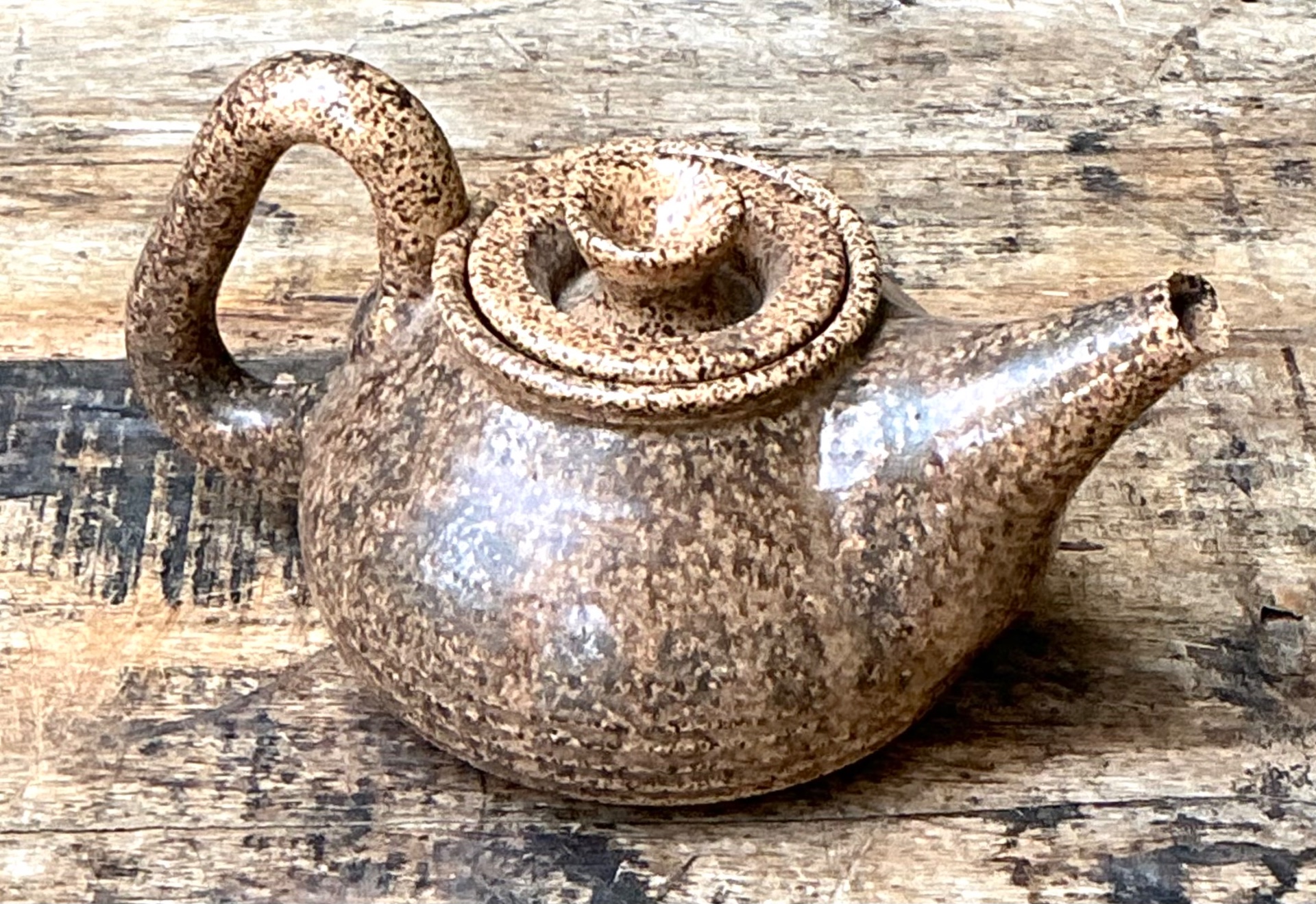 Vintage Handcrafted Ceramic Teapot - Top view