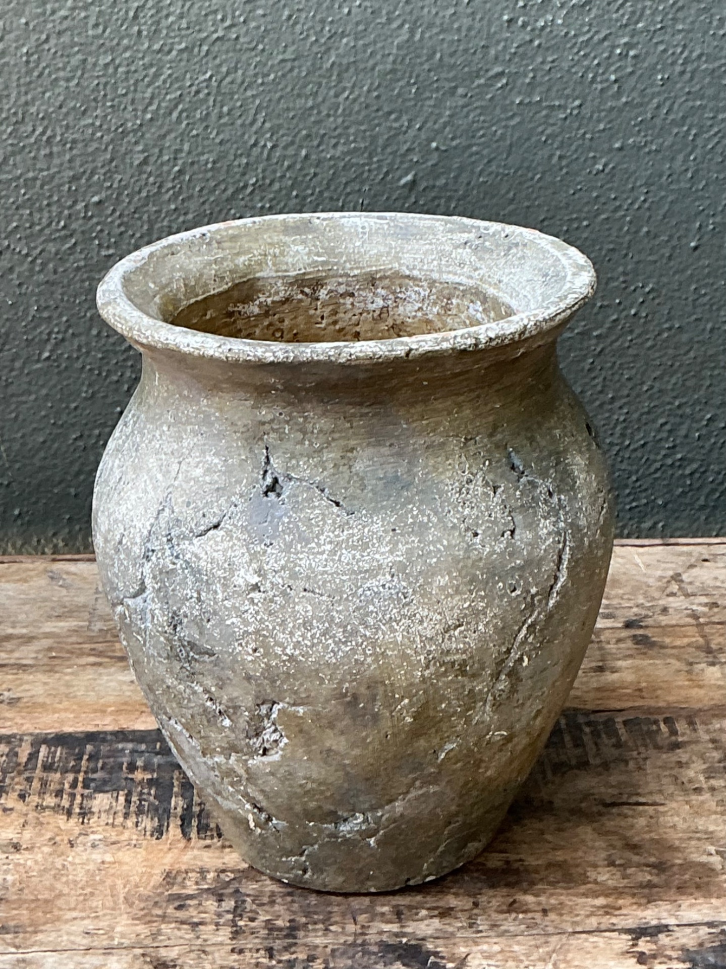 Vintage Textured Ceramic Pottery Vase - Back view