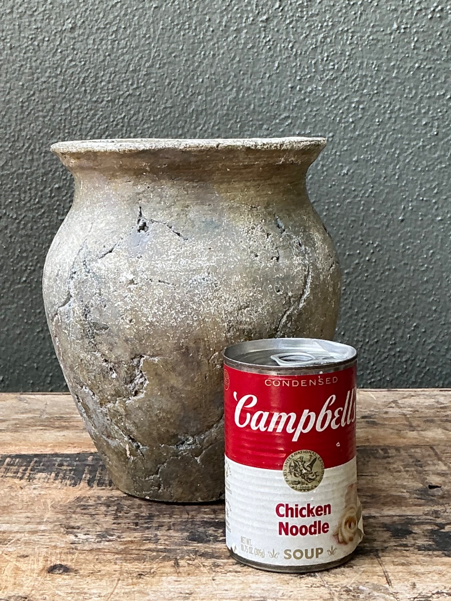 Vintage Textured Ceramic Pottery Vase - Top view