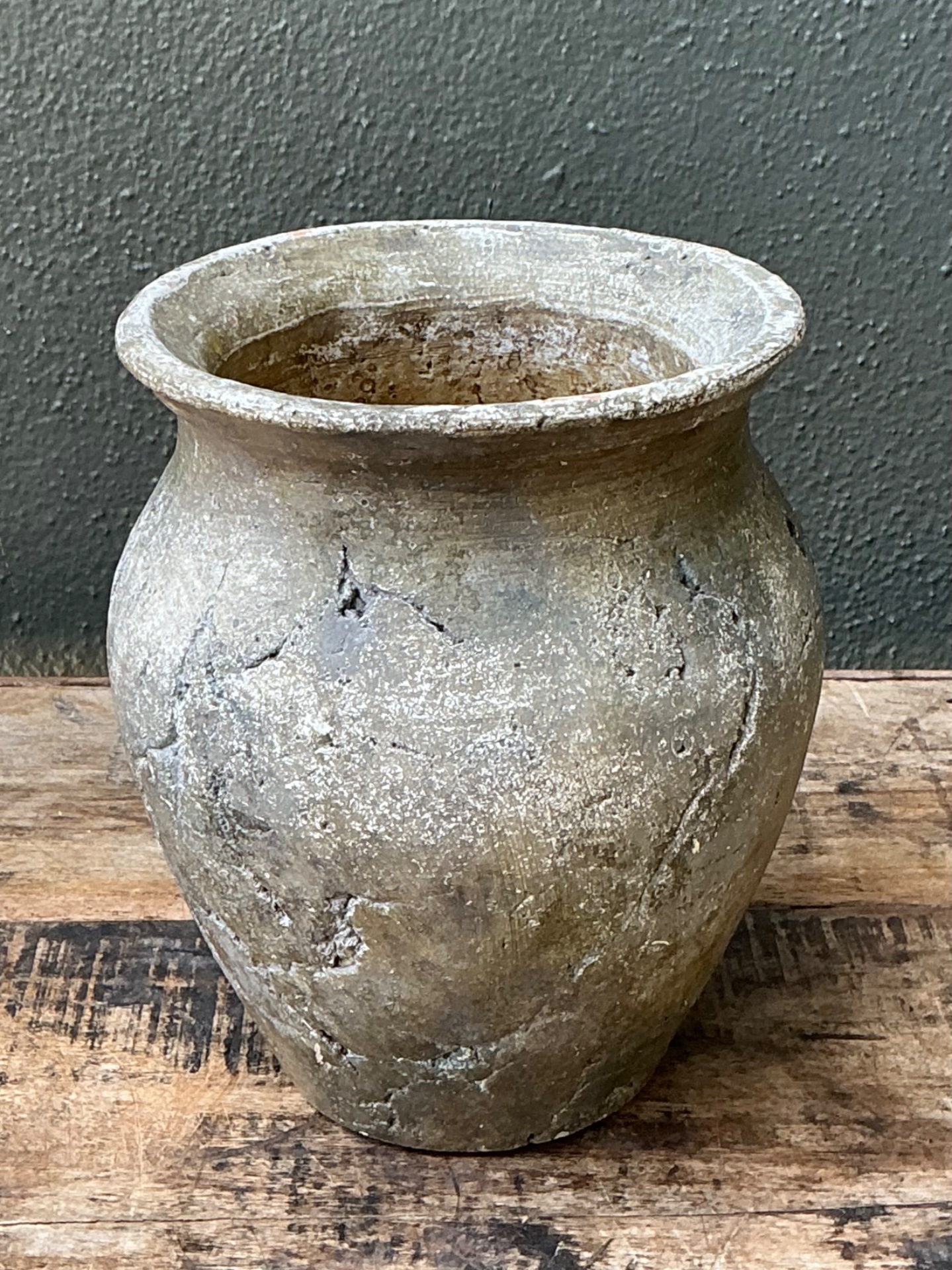 Vintage Textured Ceramic Pottery Vase - Side view