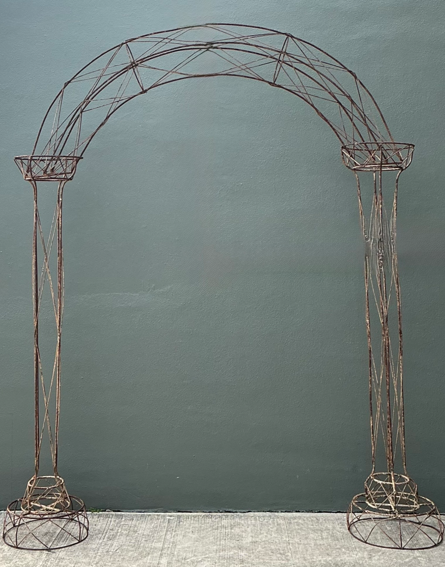 Vintage Patinated Wire Frame Garden Arch - Side view