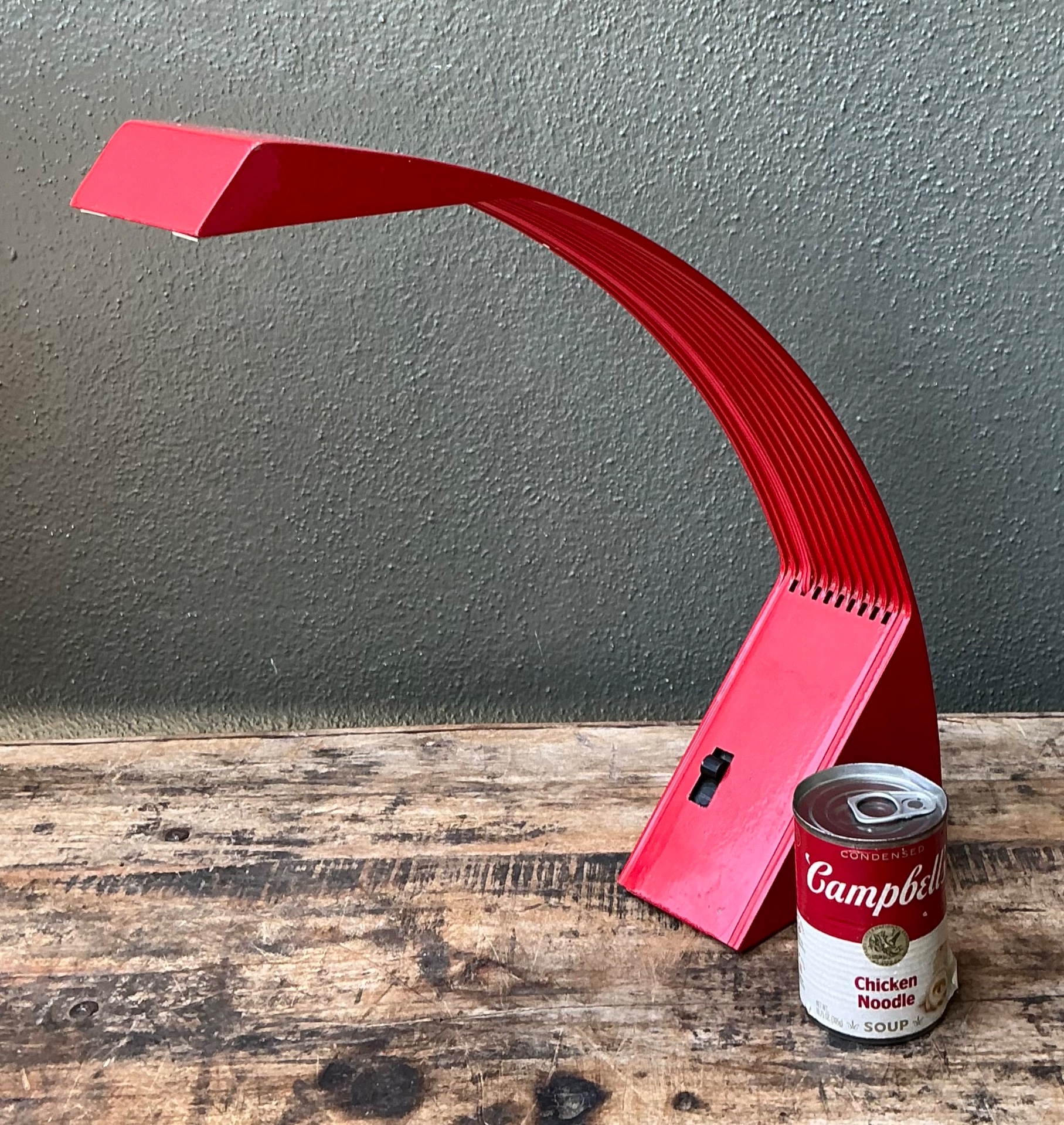 Vintage Italian Marco Zotta Red Arched Desk Lamp - Back view