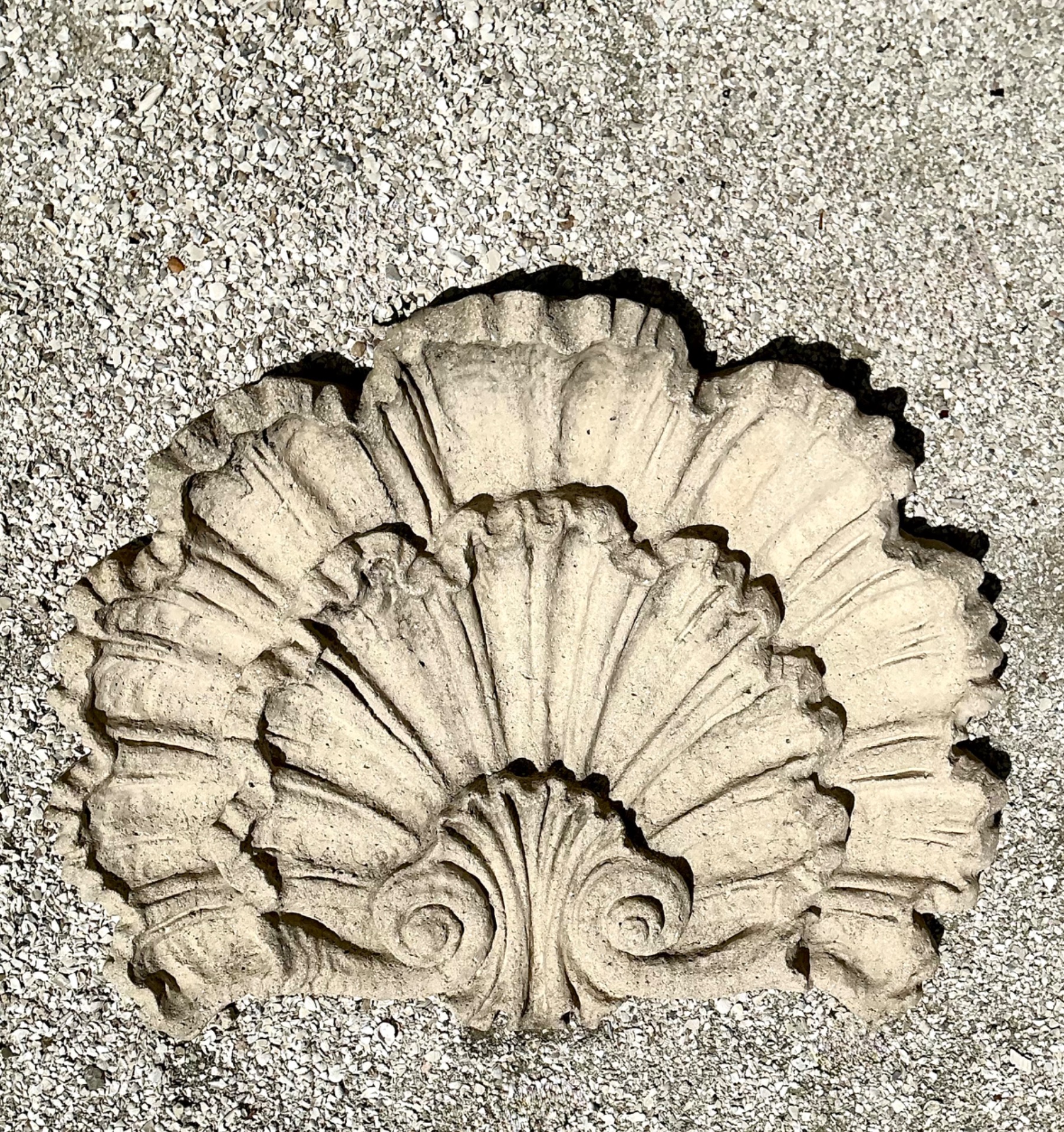 Vintage Concrete Shell Wall Plaque - Side view