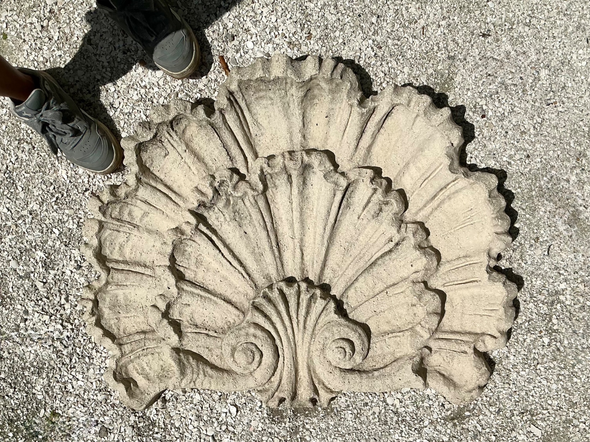 Vintage Concrete Shell Wall Plaque - Back view