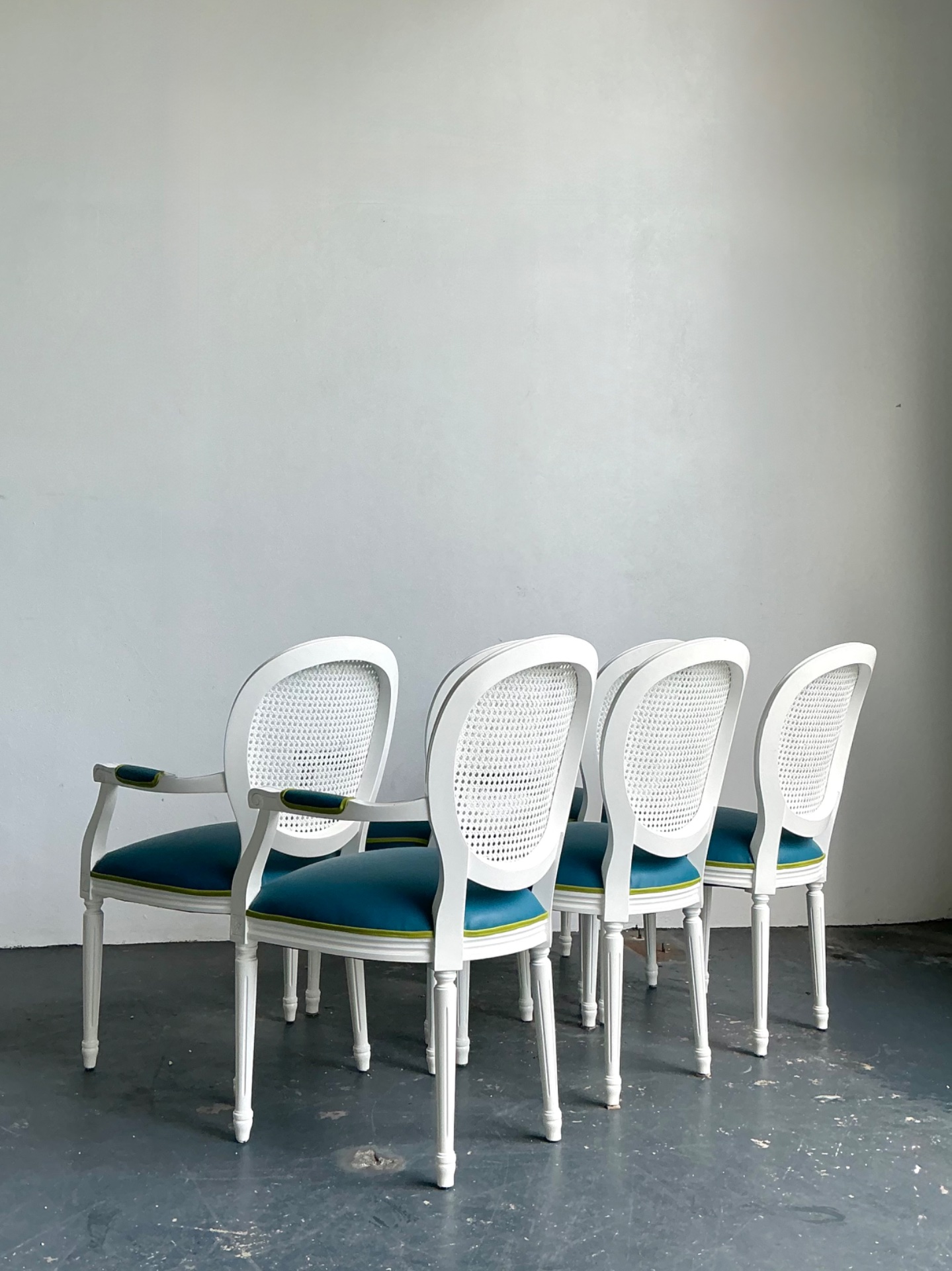 Vintage Medallion Back Cane Dining Chairs - Set Of Six - Detail view