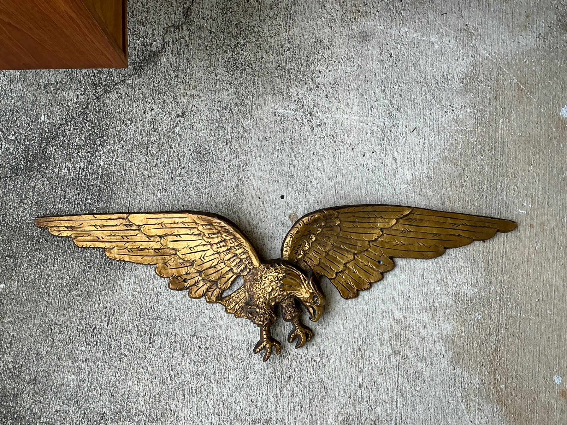 Vintage Gold Painted Metal Eagle Wall Sculpture - Back view