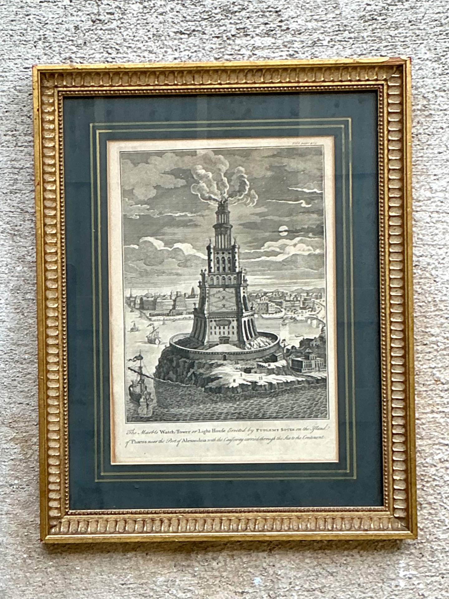 Antique Architectural Engraving in Gilt Frame - Detail view