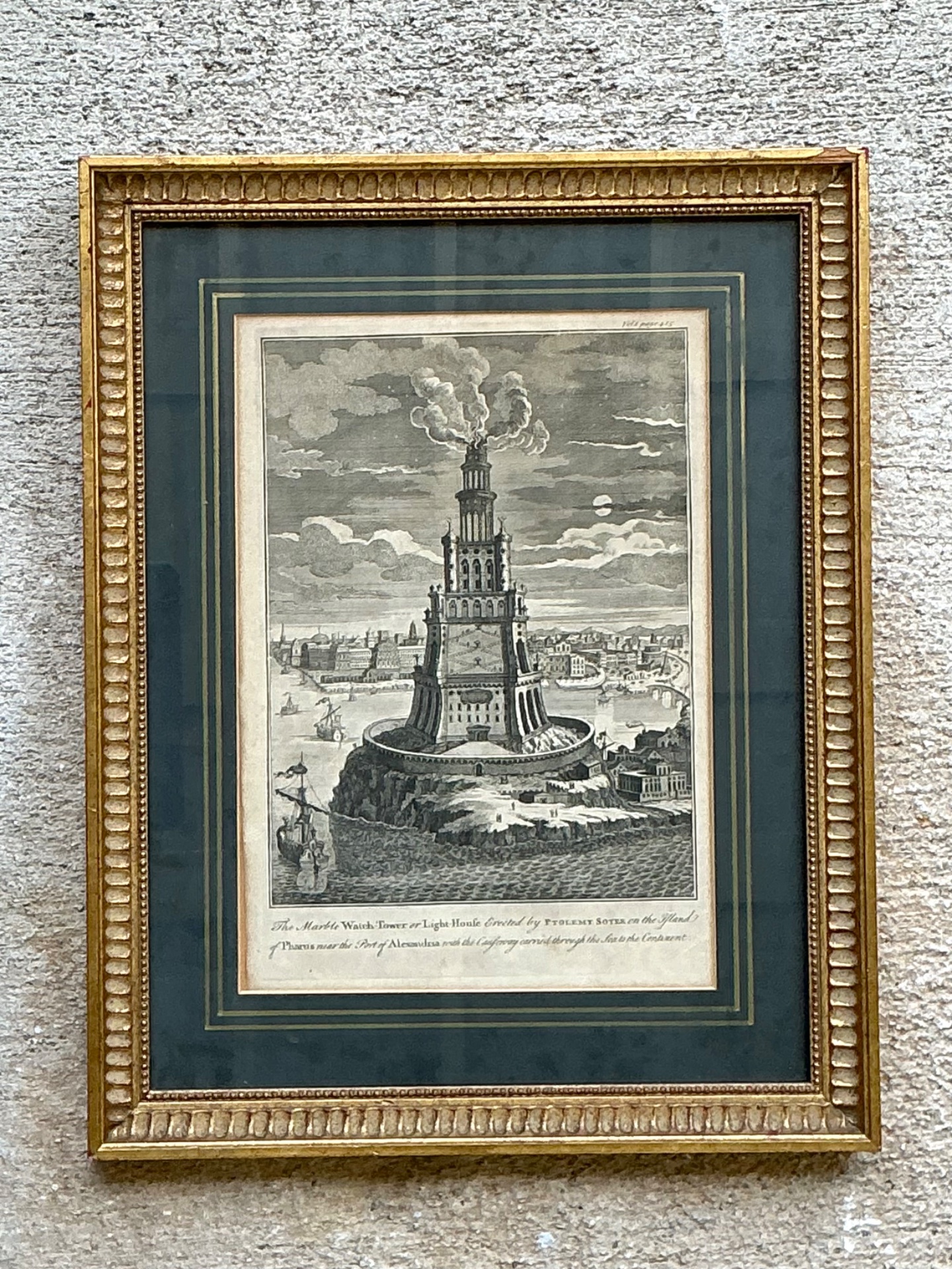 Antique Architectural Engraving in Gilt Frame - Back view