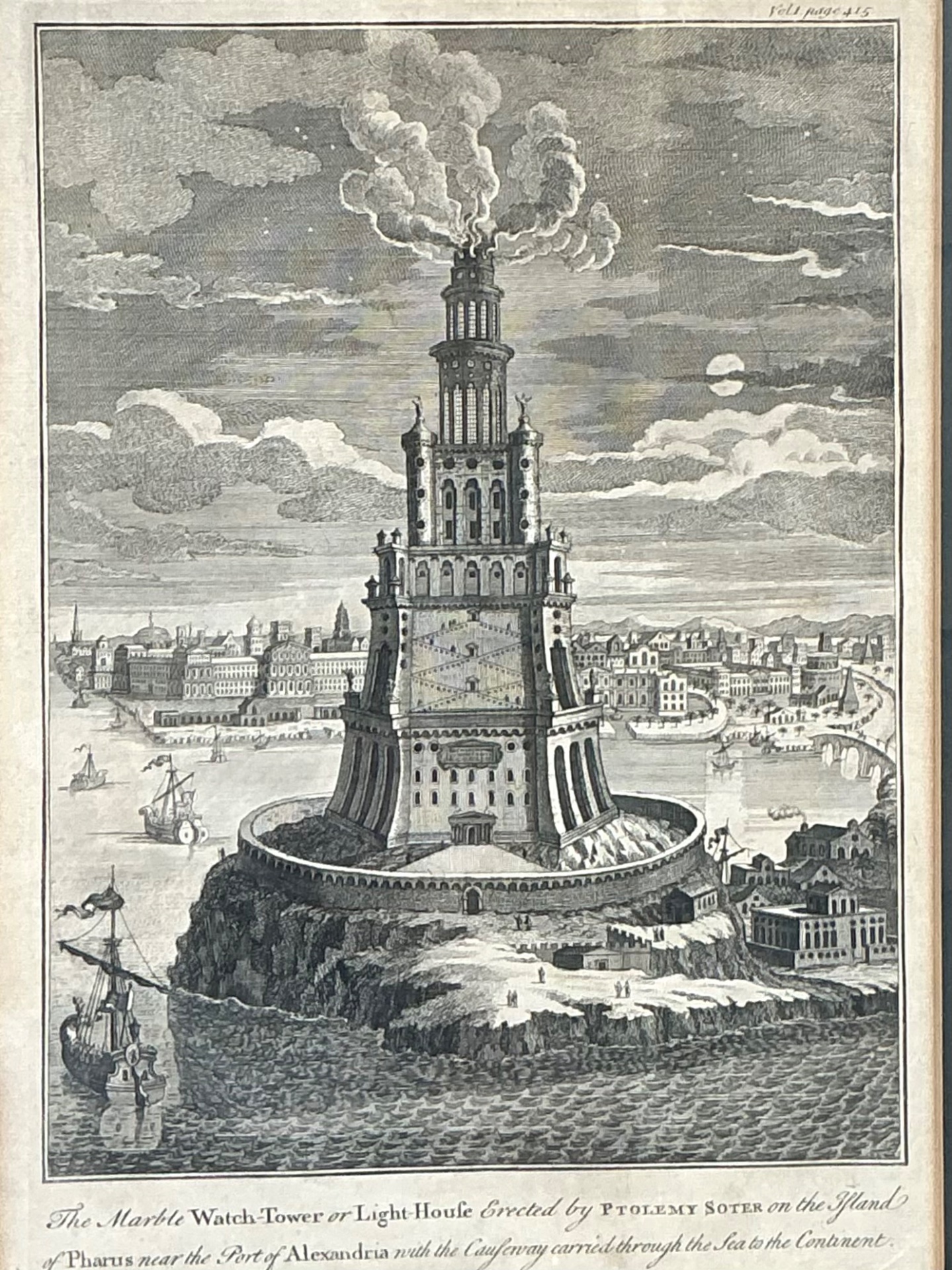 Antique Architectural Engraving in Gilt Frame - Side view