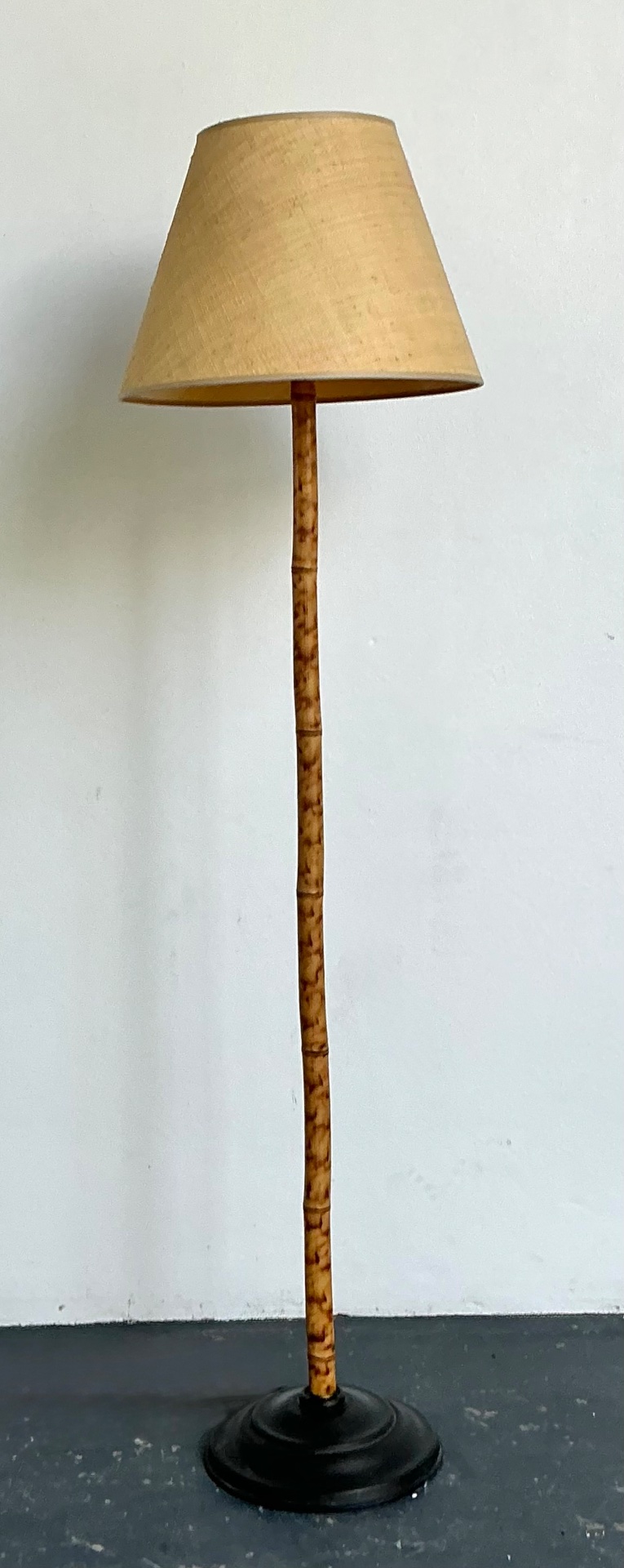 Vintage Bamboo Floor Lamp with Seagrass Shade - Top view