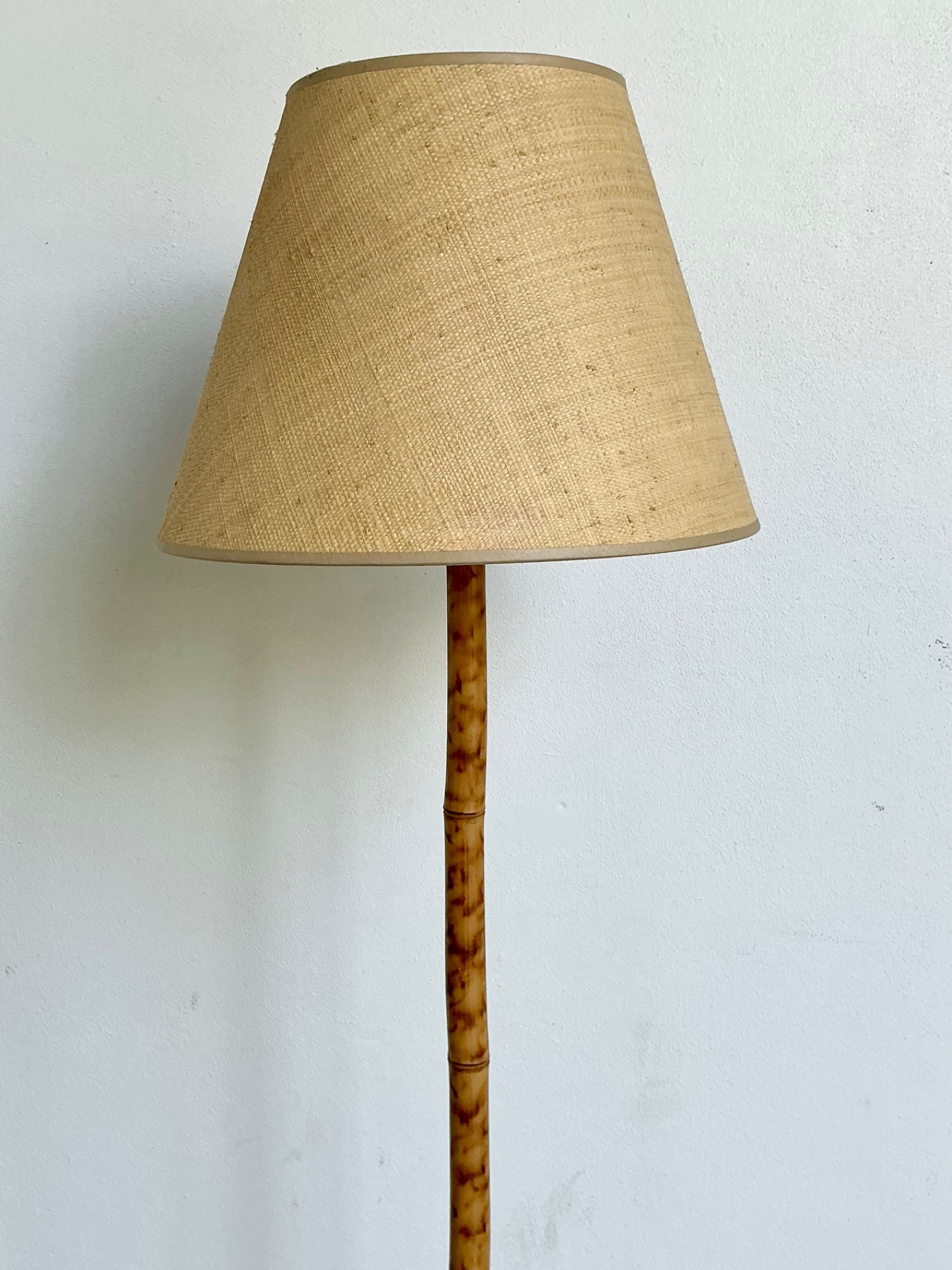Vintage Bamboo Floor Lamp with Seagrass Shade - Back view