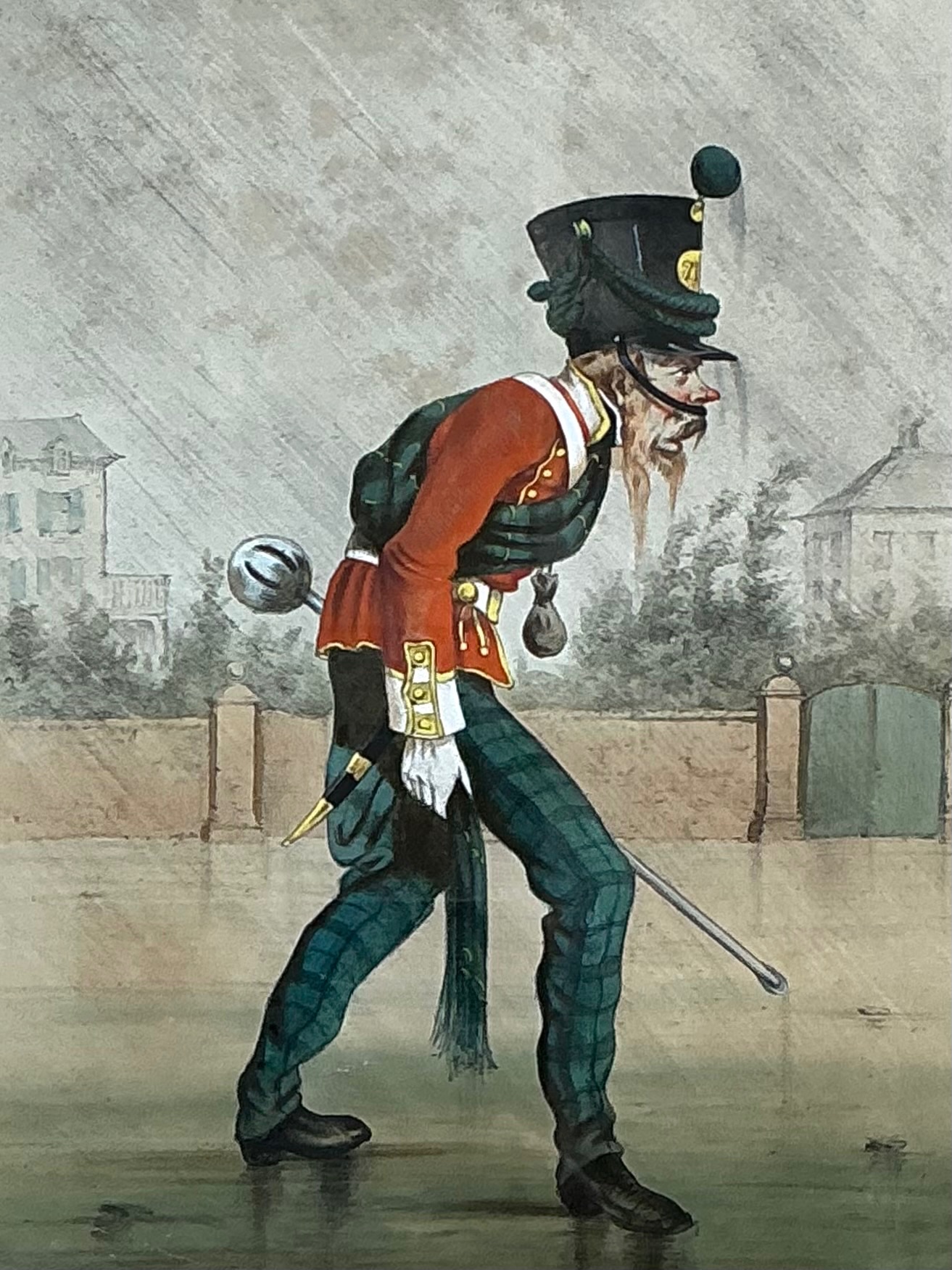 Antique Framed Military Caricature Prints - Pair - Detail view