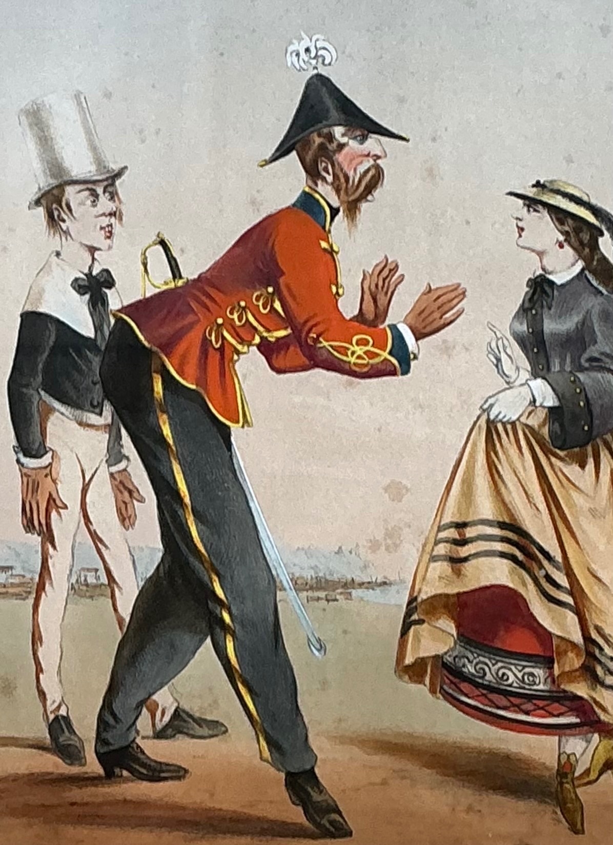 Antique Framed Military Caricature Prints - Pair - Back view