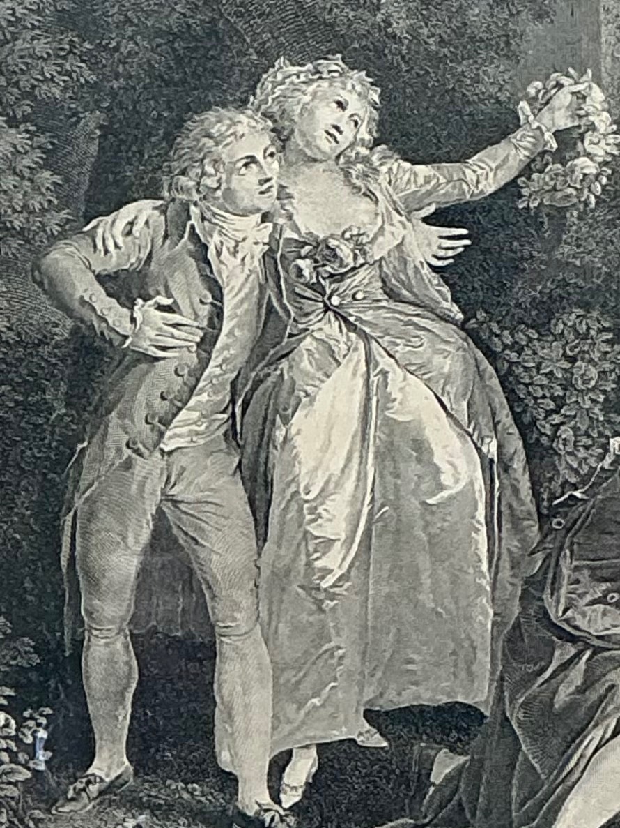 Vintage Fragonard Engraving in Gilt Frame - Back view