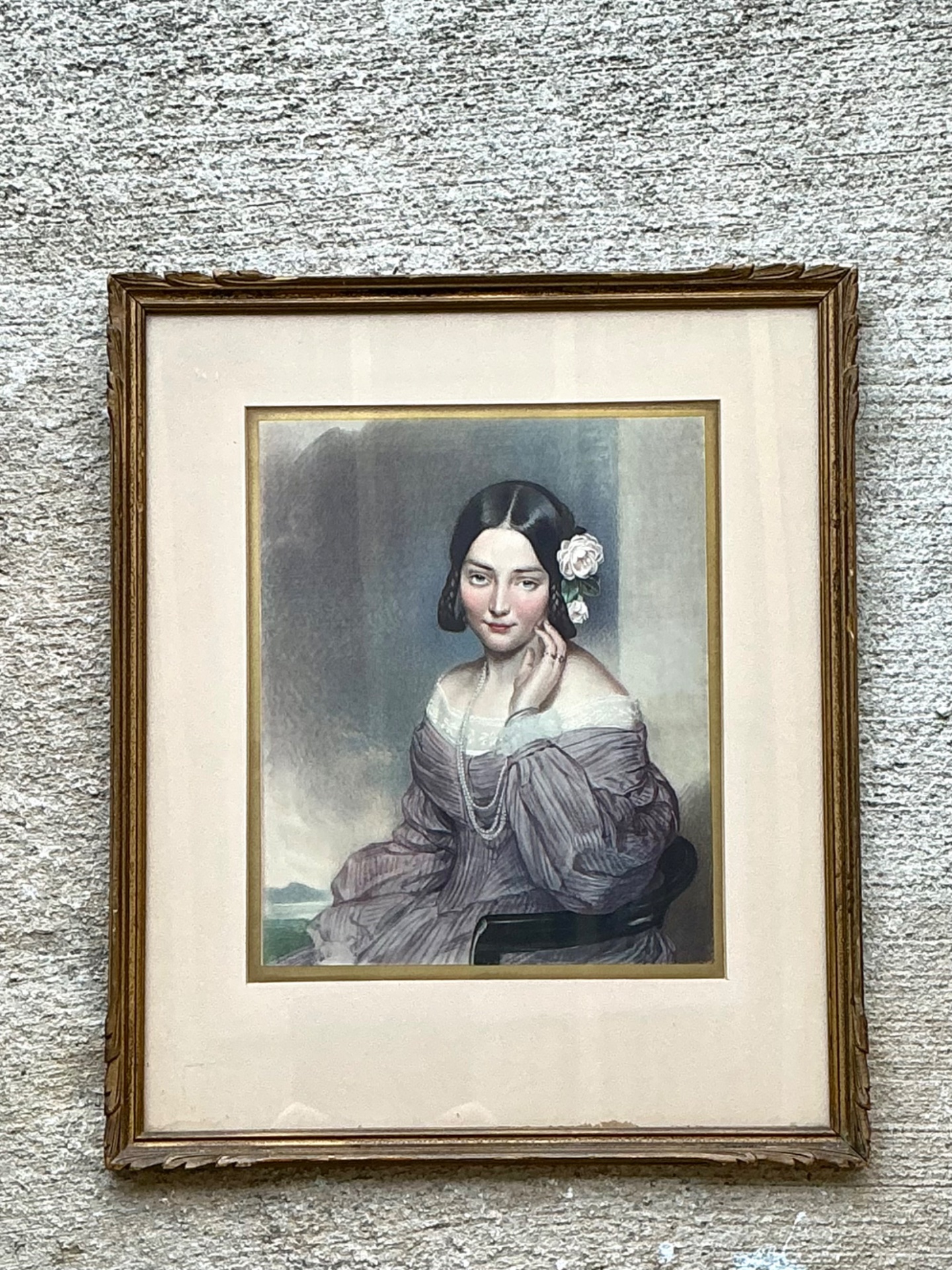 Vintage Gilt Framed Portrait Engraving - Side view