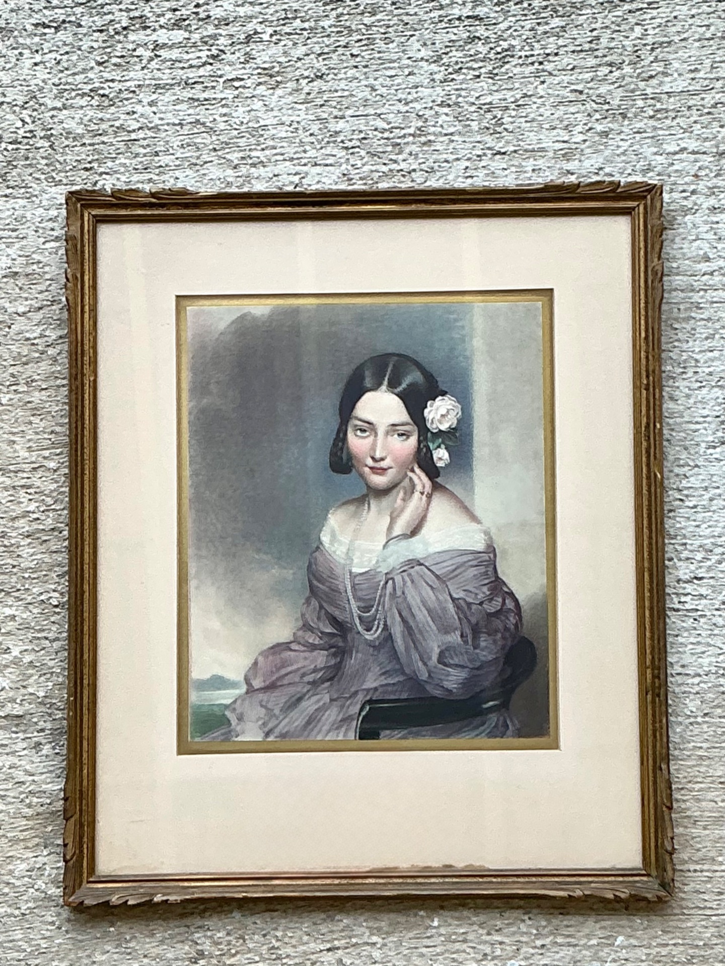 Vintage Gilt Framed Portrait Engraving - Back view