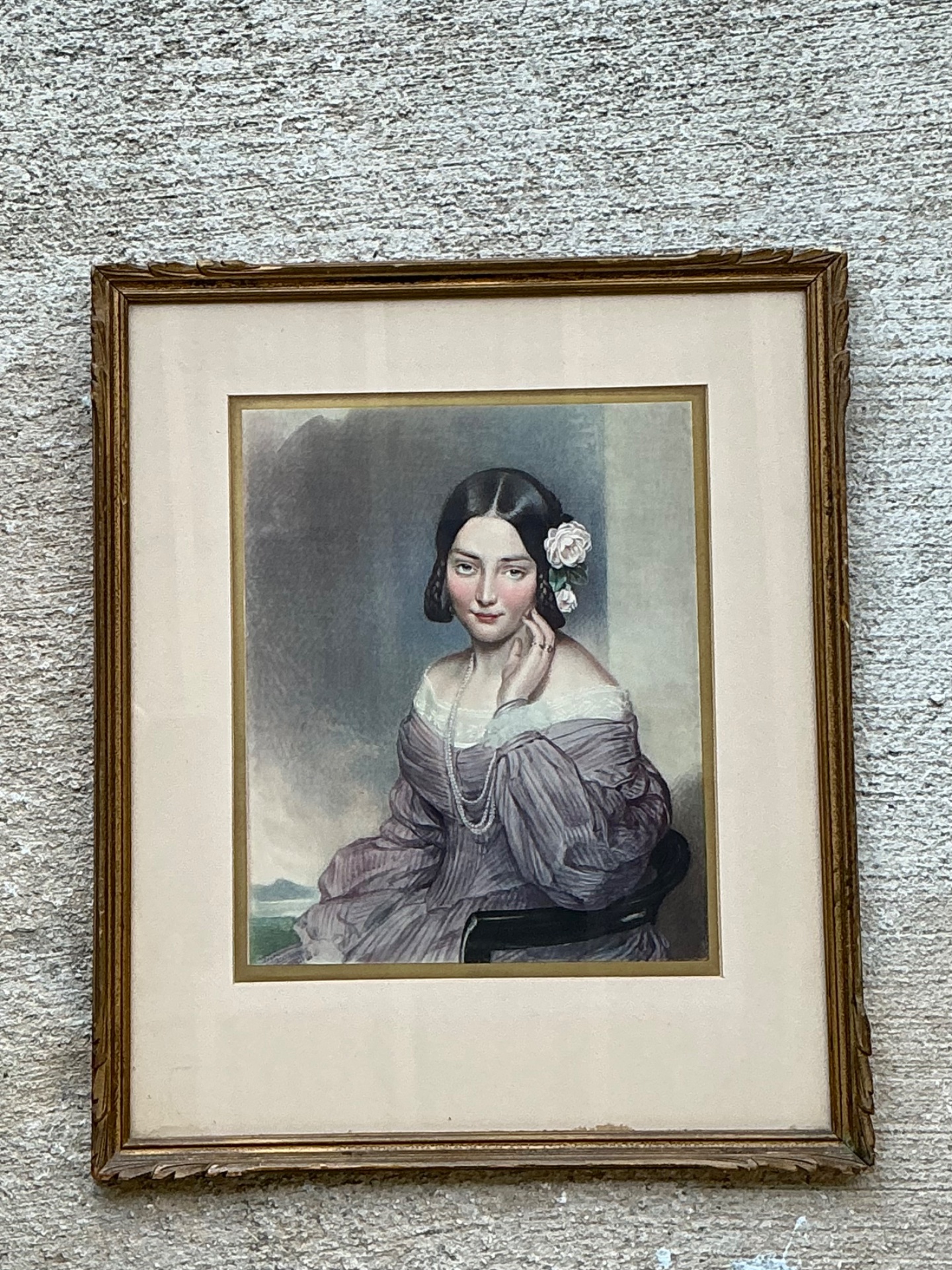 Vintage Gilt Framed Portrait Engraving - Detail view