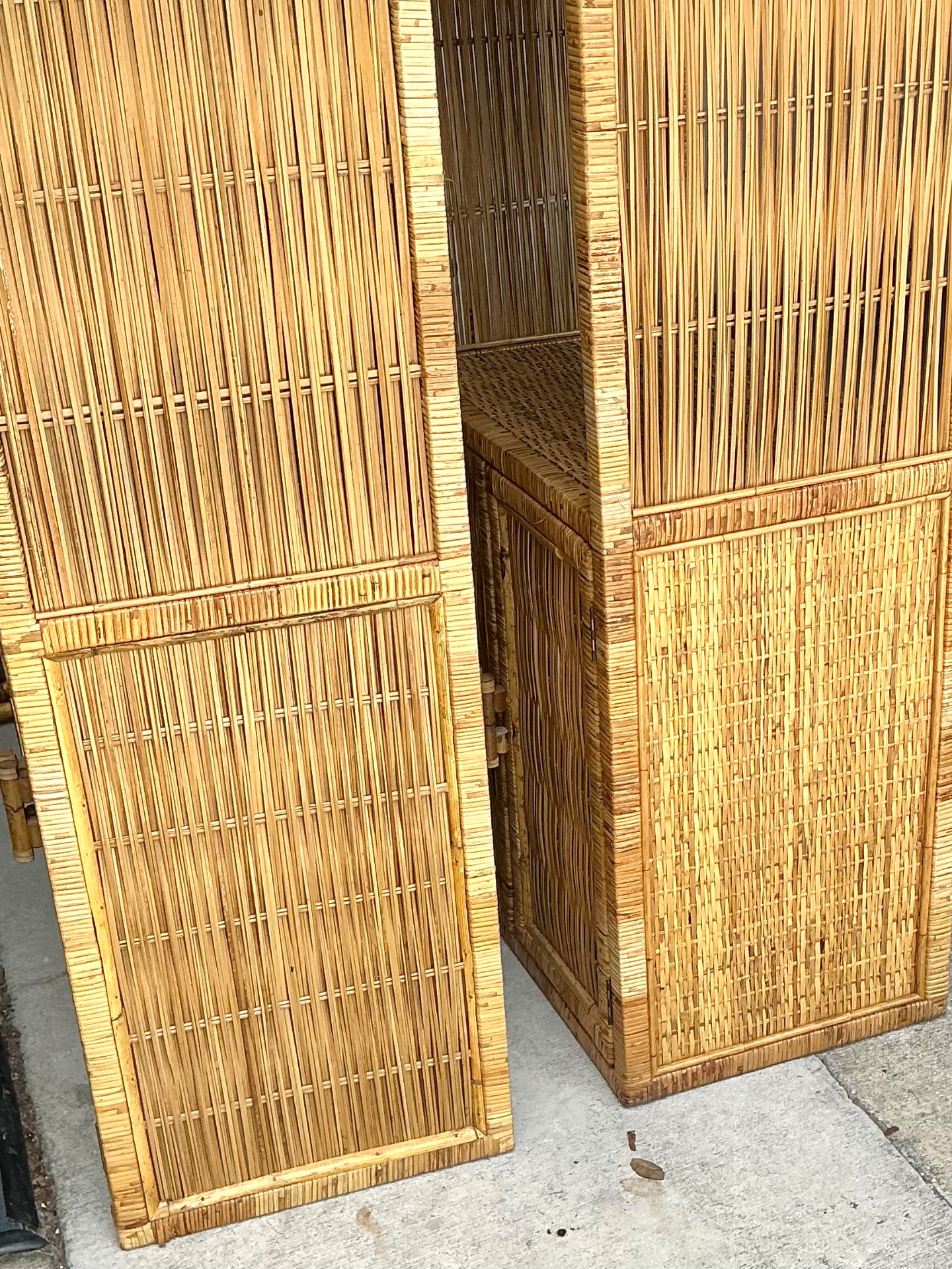 Vintage Woven Rattan Etagere - A Pair - Top view