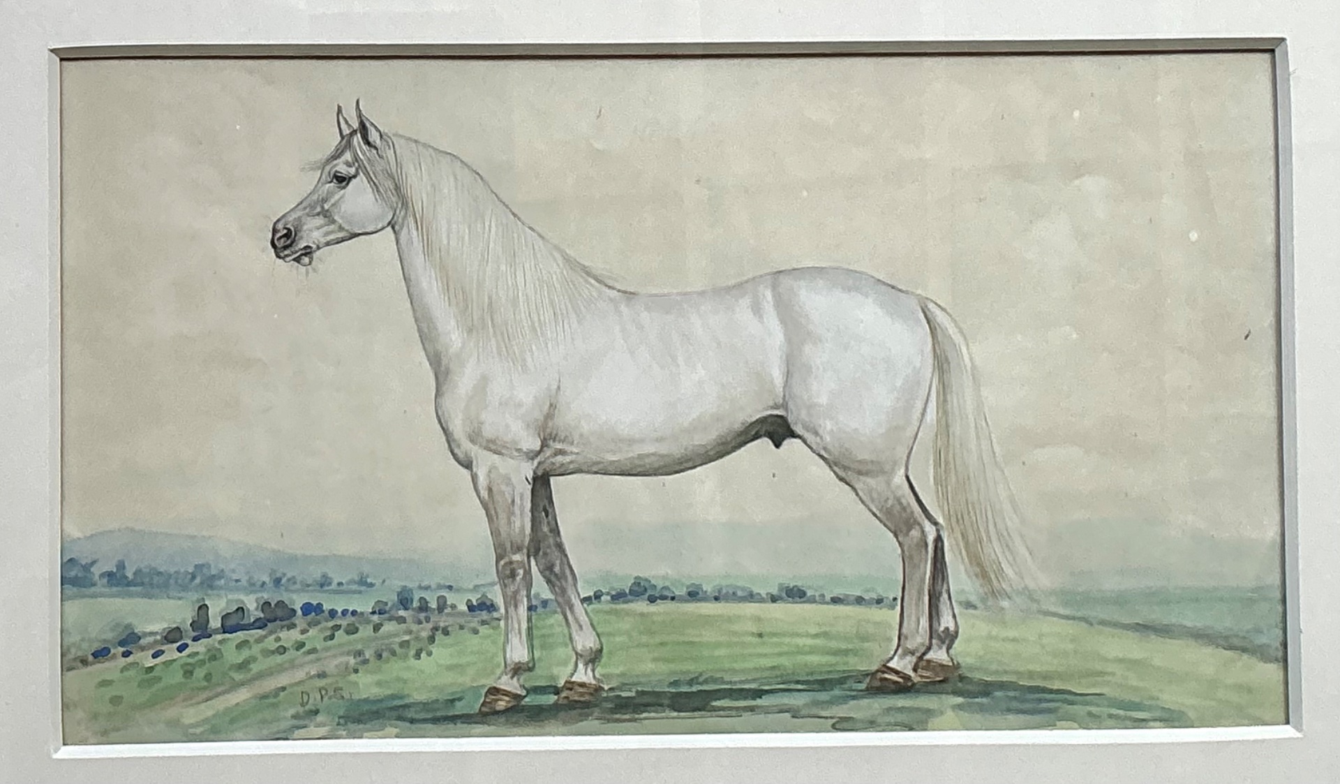 Vintage Equestrian Watercolor Prints in Wood Frames - Set of 4 - Back view