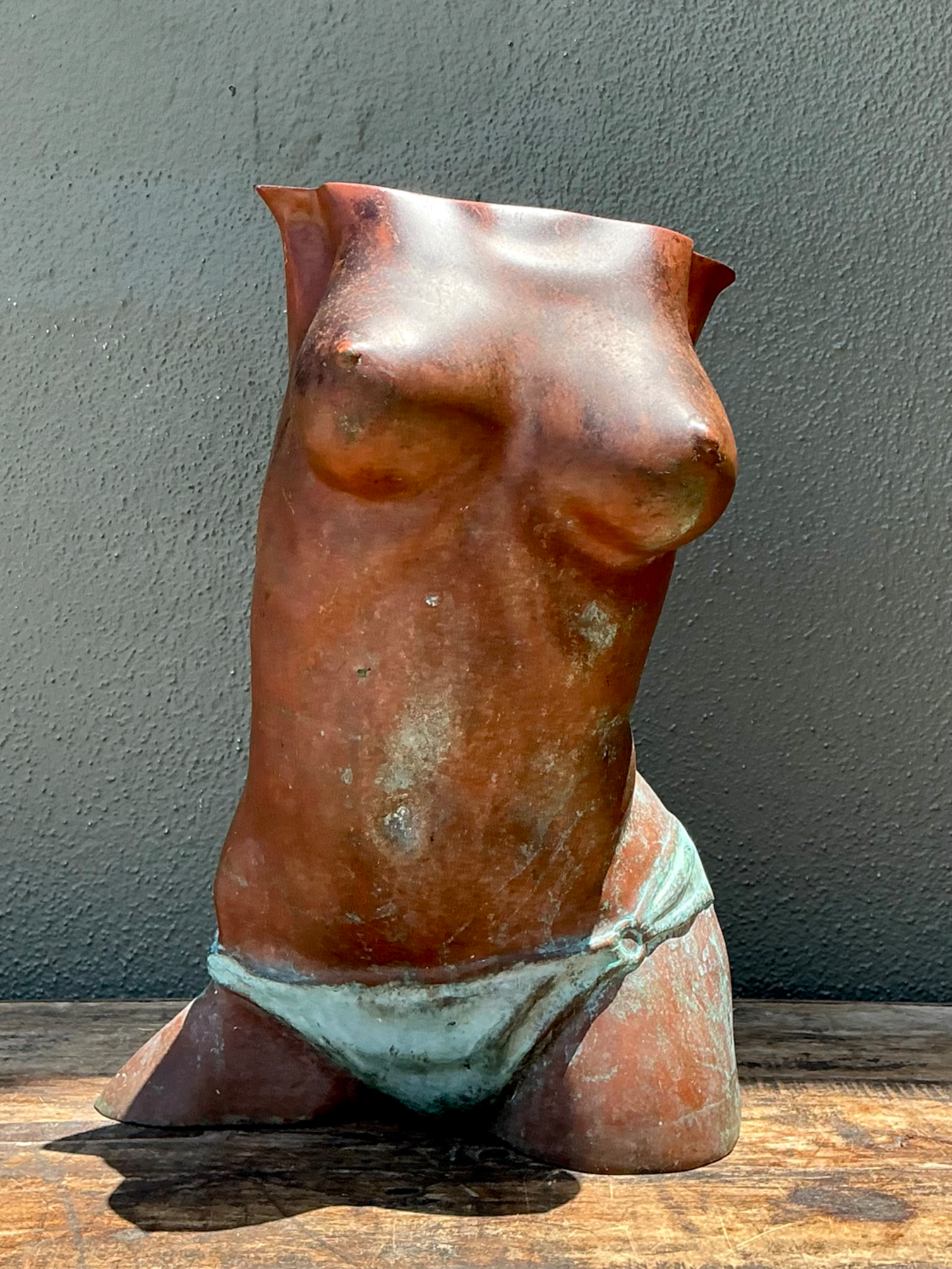 Vintage Figurative Bronze Sculpture - Back view