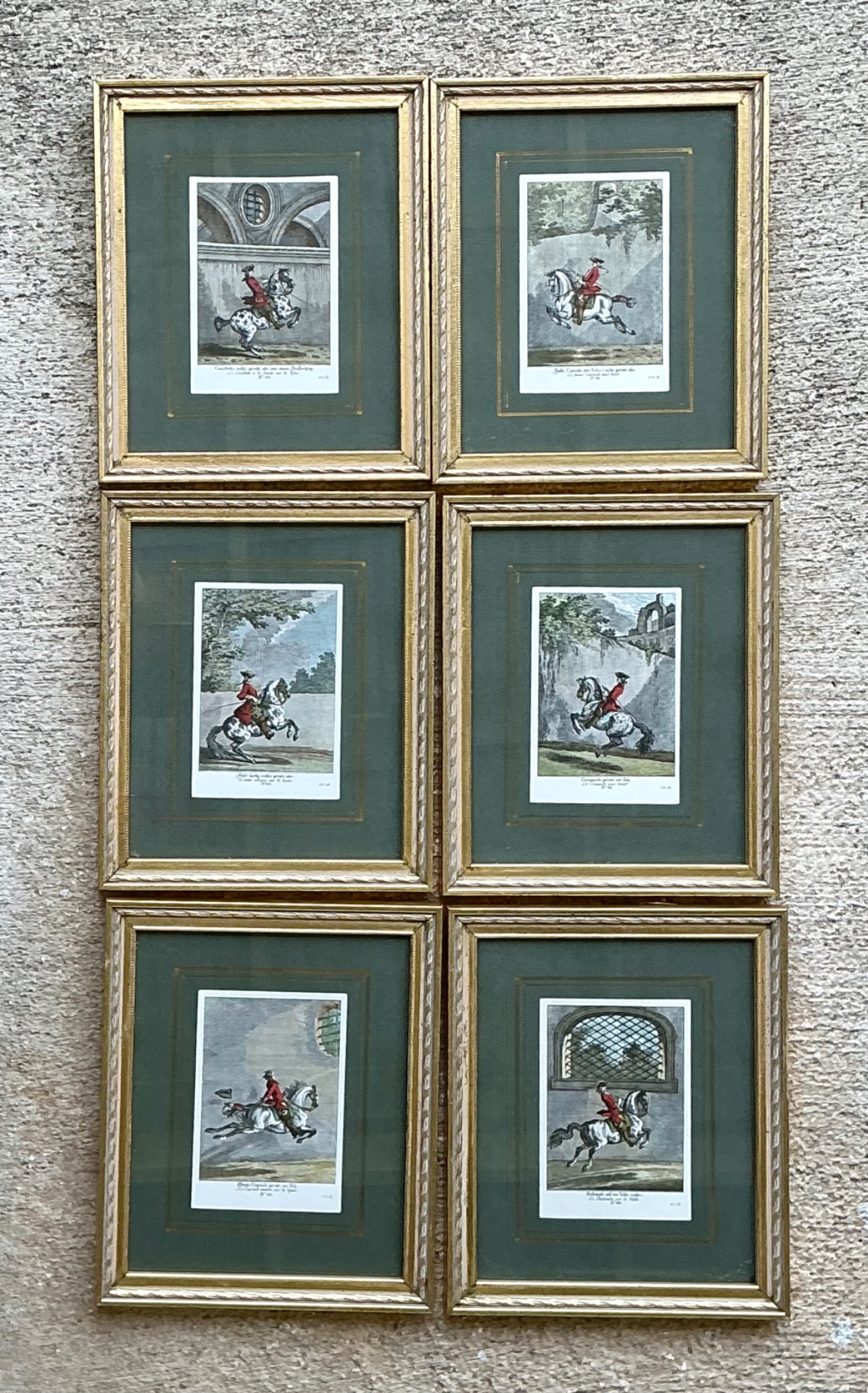 Vintage Equestrian Engravings in Gilt Frames - Set of 6 - Back view