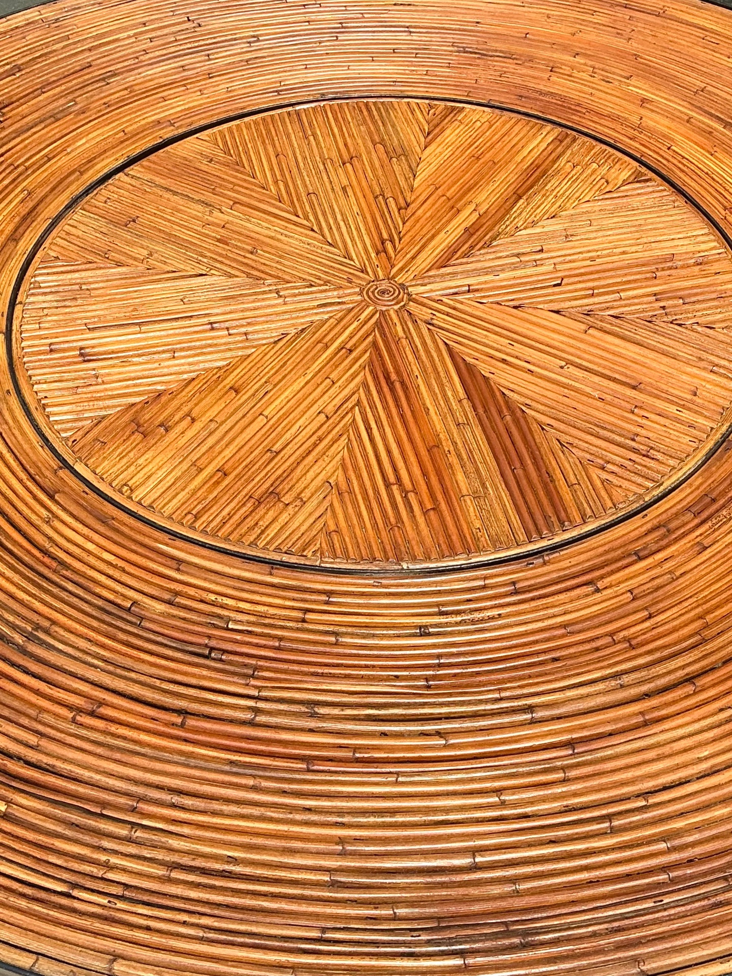 Vintage Pencil Reed and Metal Dining Table - Back view