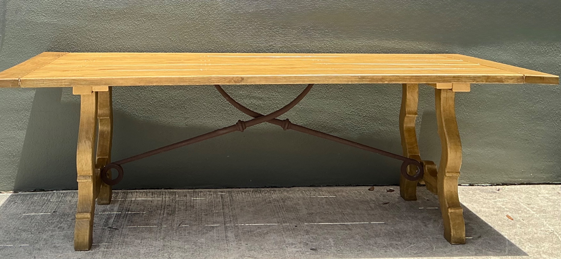 Vintage Wood Lyre Farmhouse Style Table - Detail view