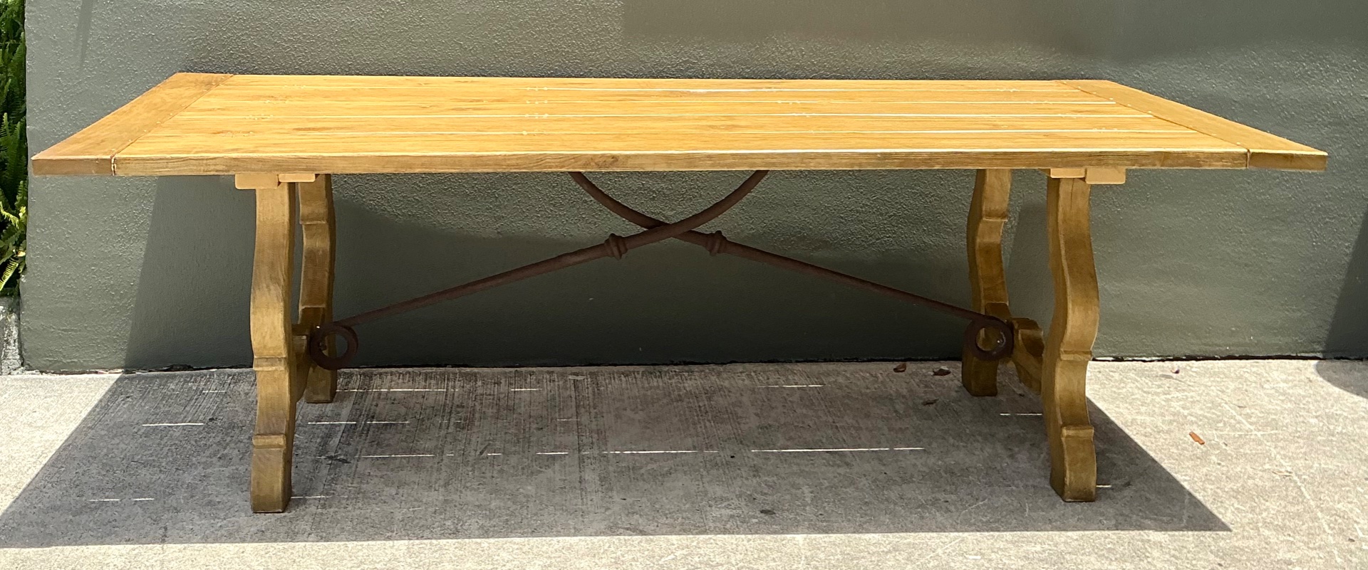 Vintage Wood Lyre Farmhouse Style Table - Back view